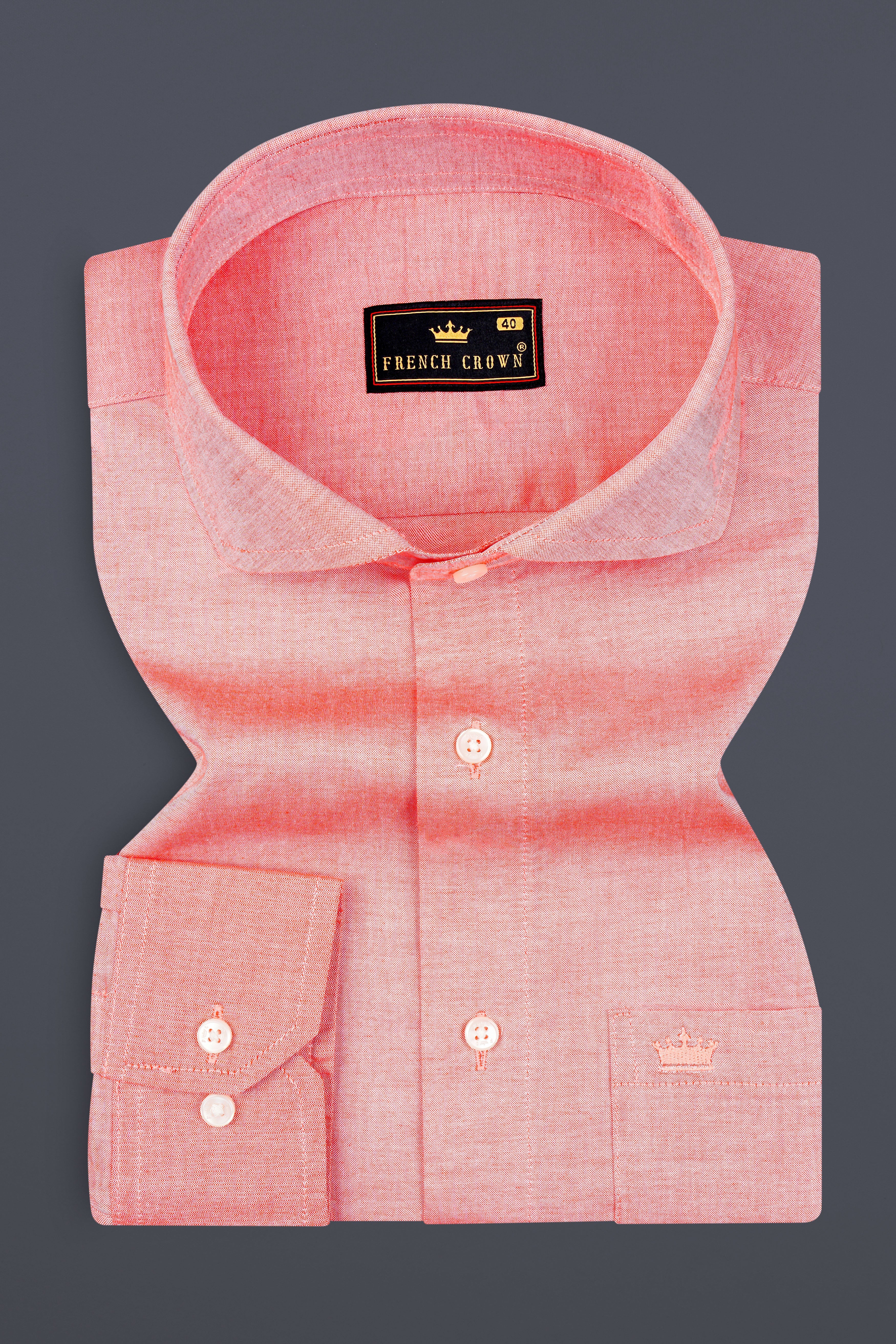 Geraldine peach Solid Chambray Premium Giza Cotton Shirt