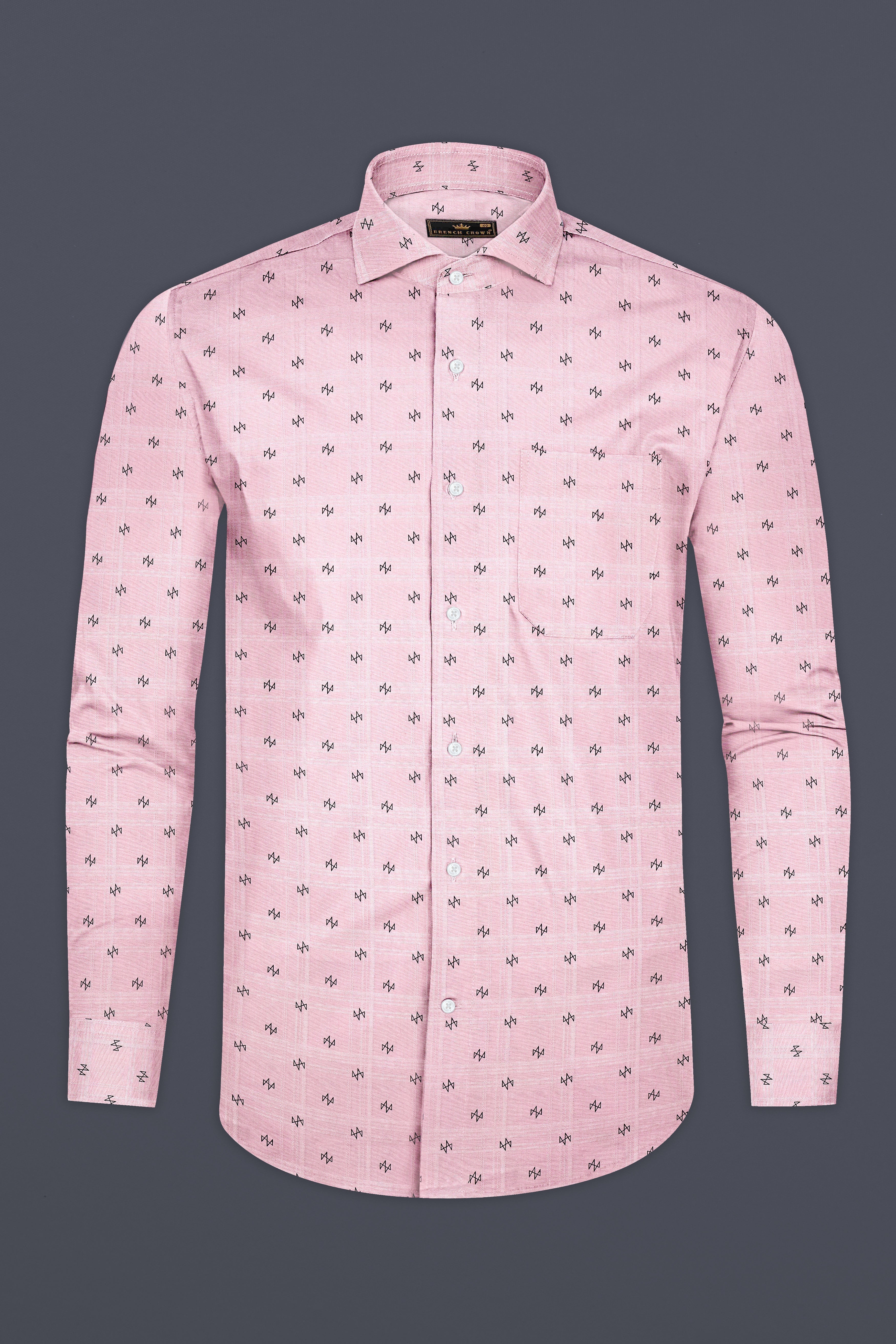 Thistle Pink Printed Dobby Premium Cotton Shirt