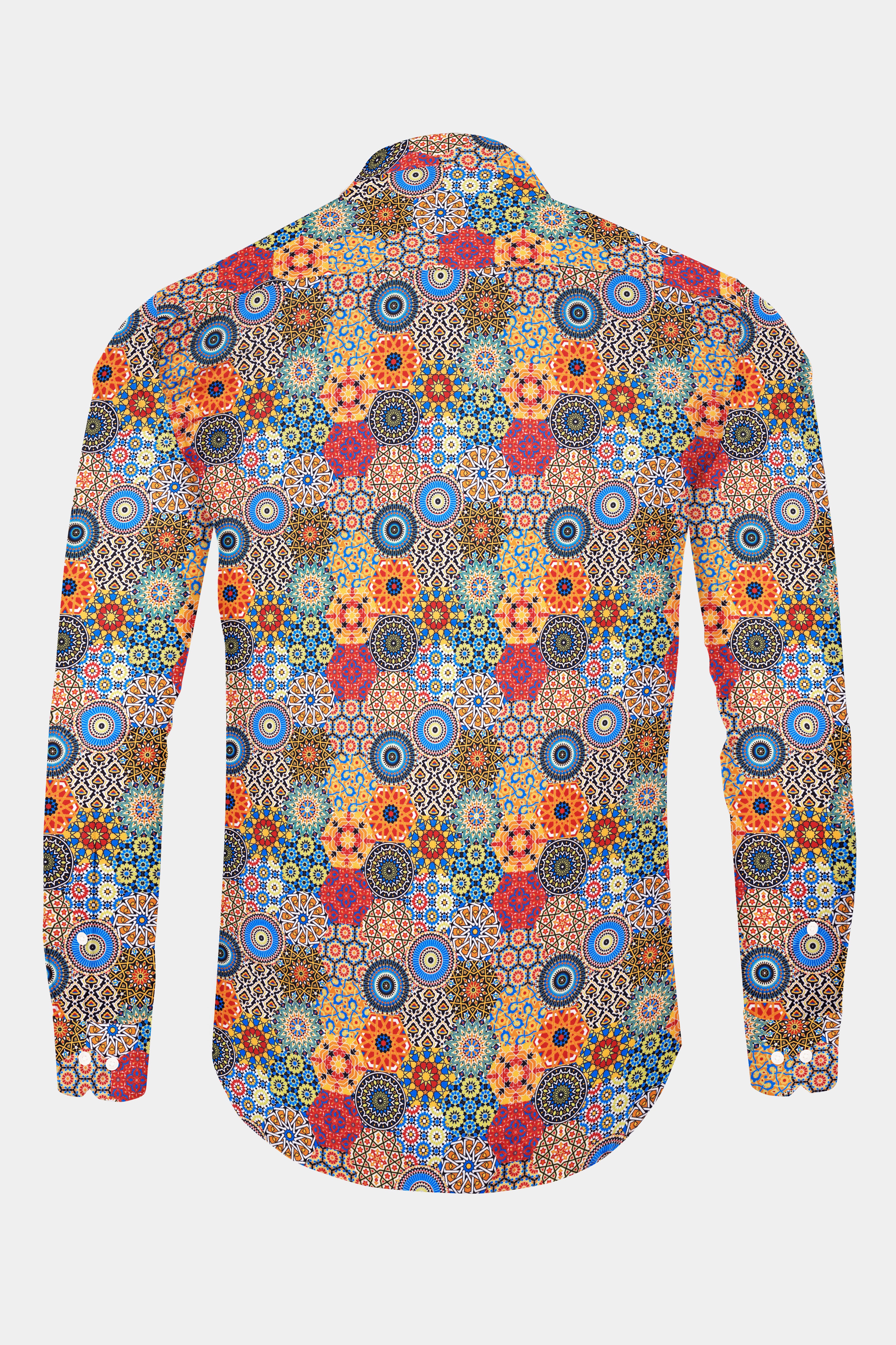 Desert Orange Psychedelic Spiral Printed Subtle Sheen Super Soft Premium Cotton Shirt