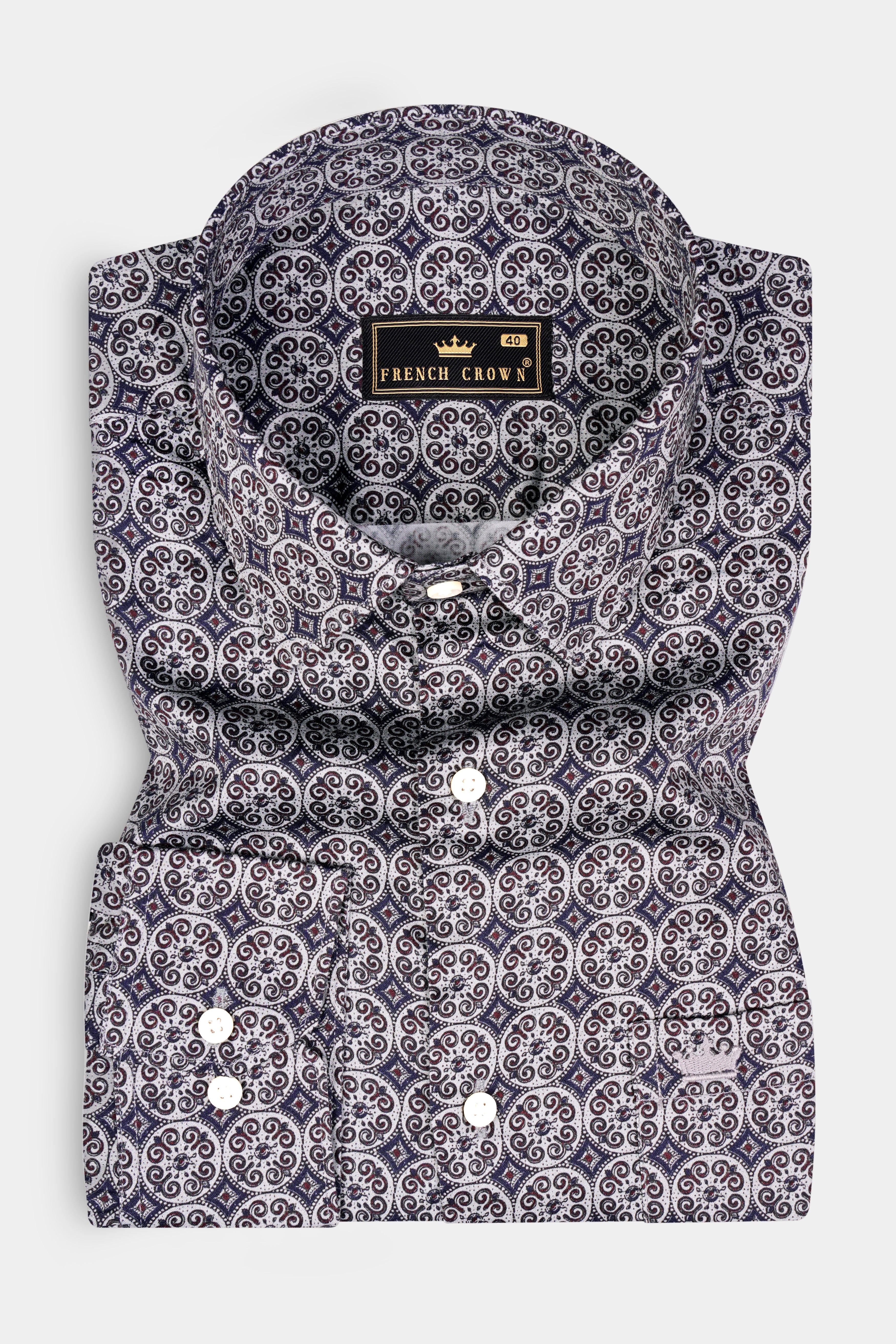 Santa Gray And Martinique Purple Printed Subtle Sheen Super Soft Premium Cotton Shirt