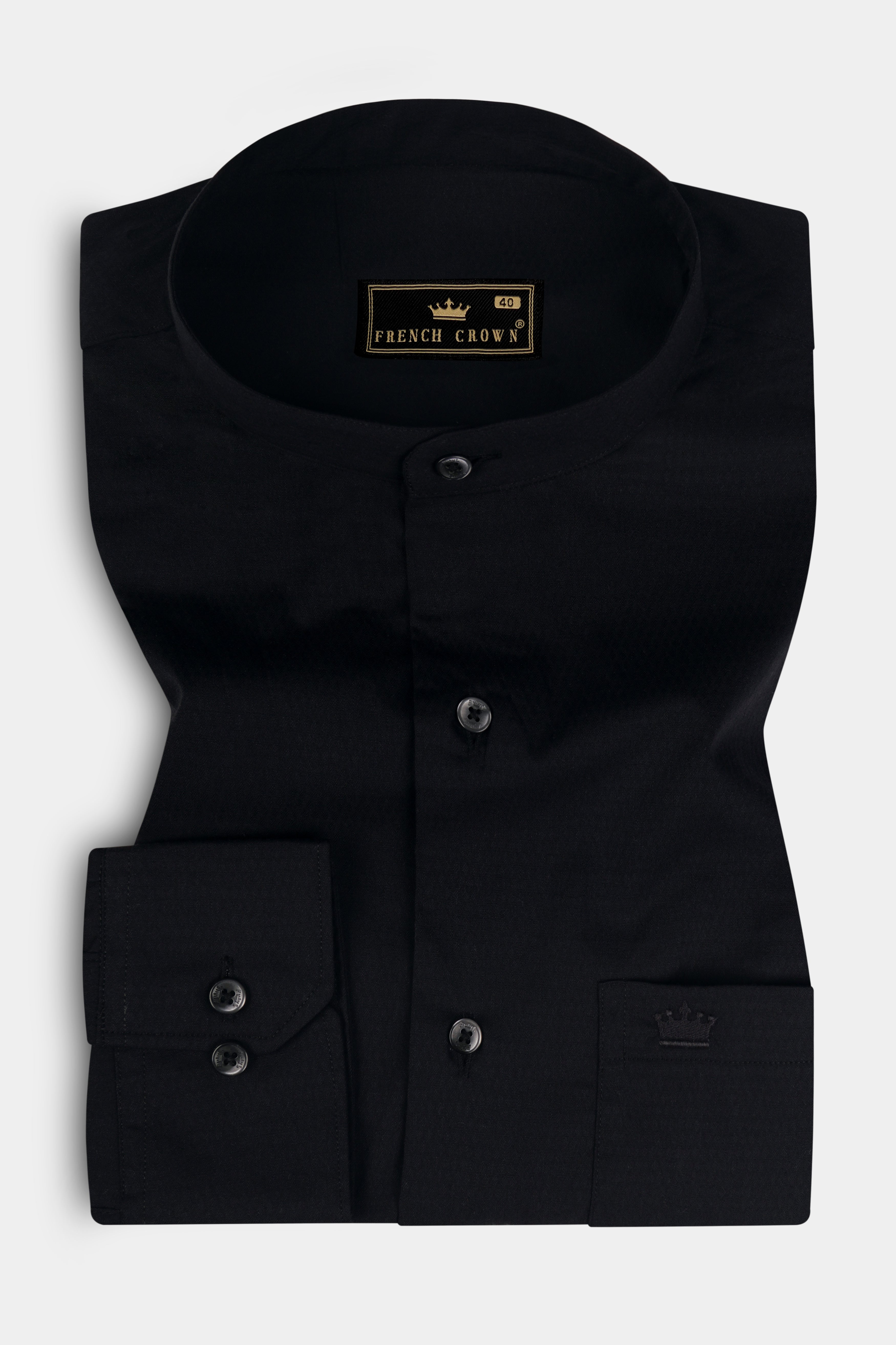 Jade Black Dobby Textured Premium Cotton Shirt