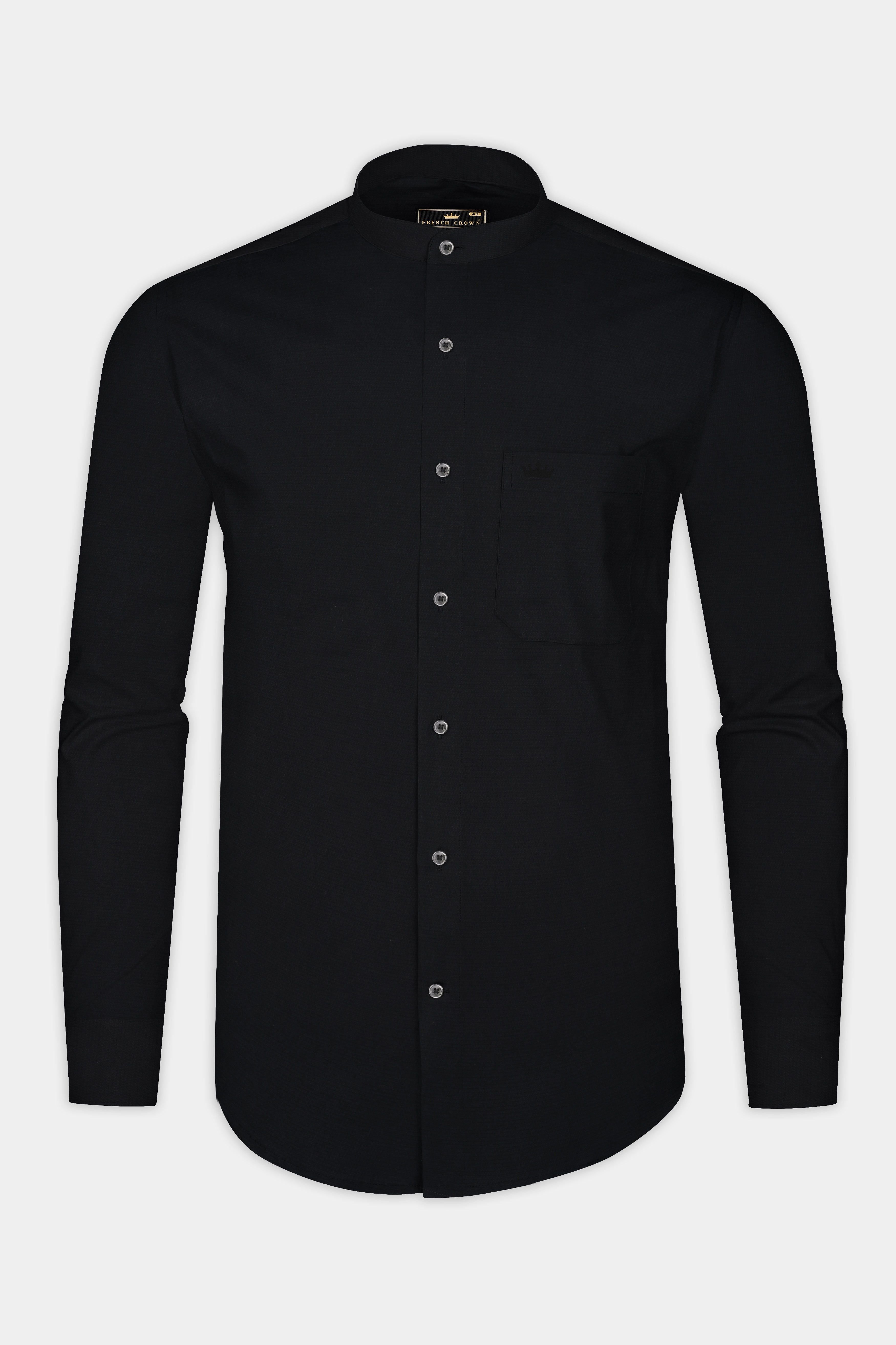 Jade Black Dobby Textured Premium Cotton Shirt