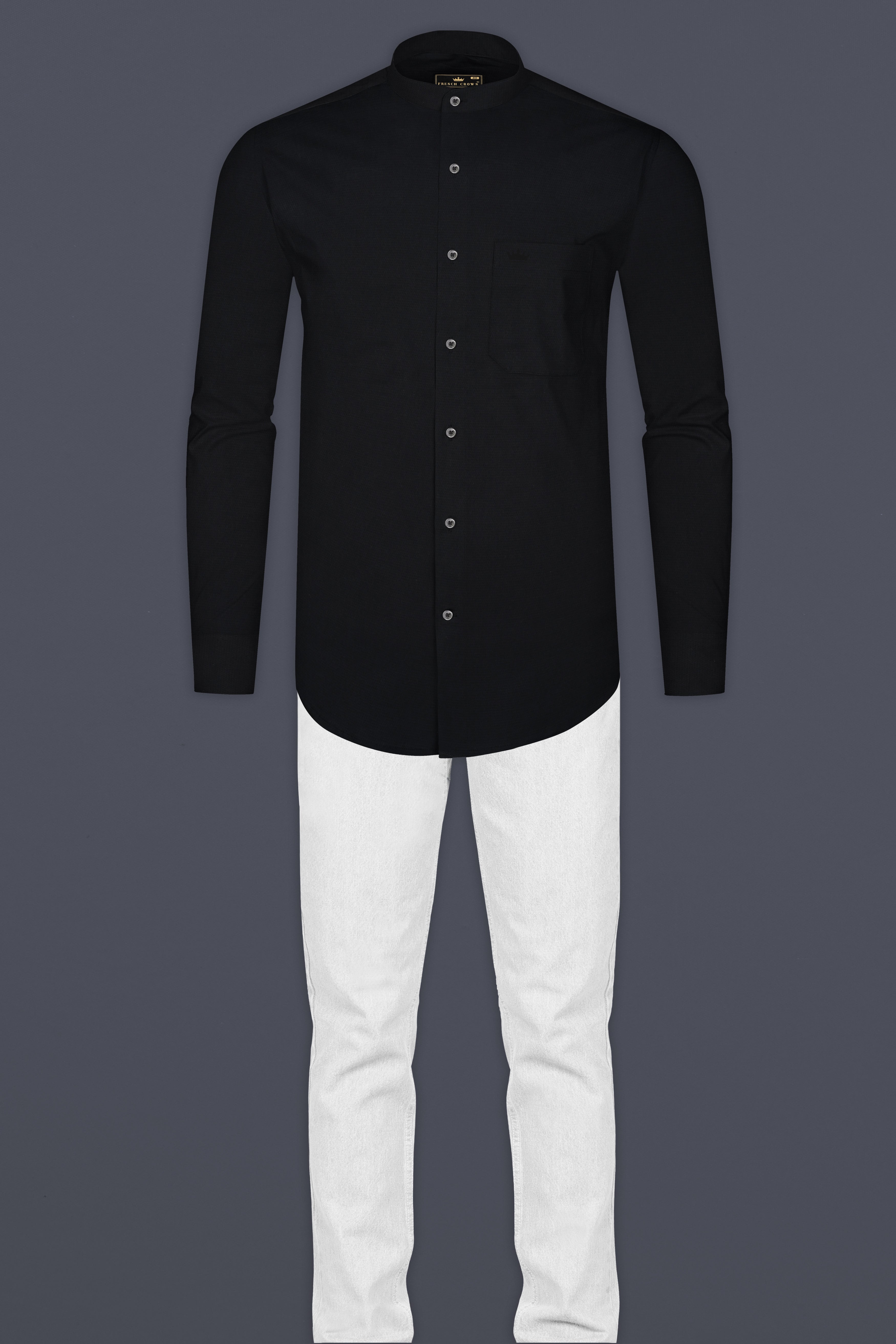 Jade Black Dobby Textured Premium Cotton Shirt