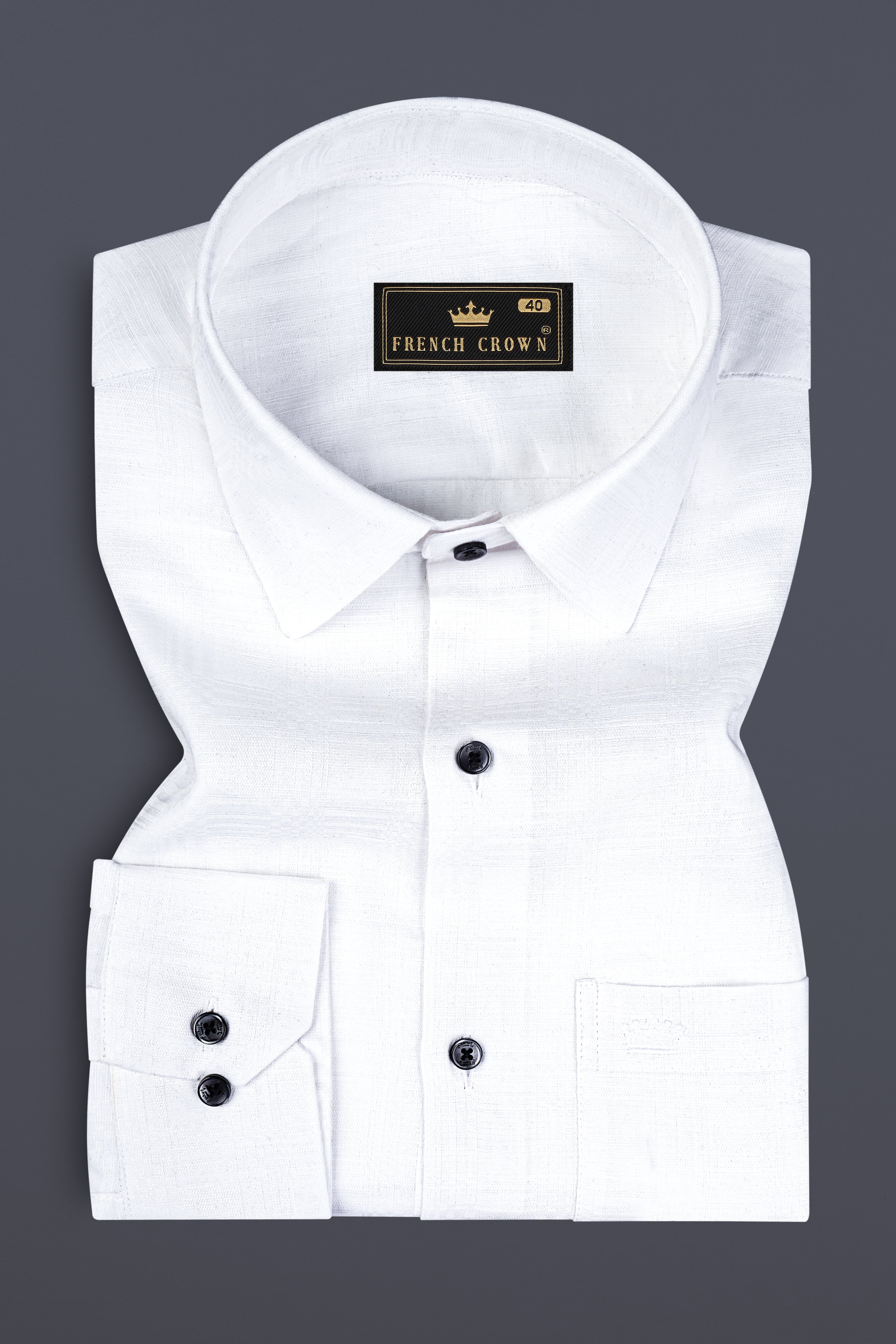 Bright White Jacquard Textured Premium Luxuries Linen Shirt