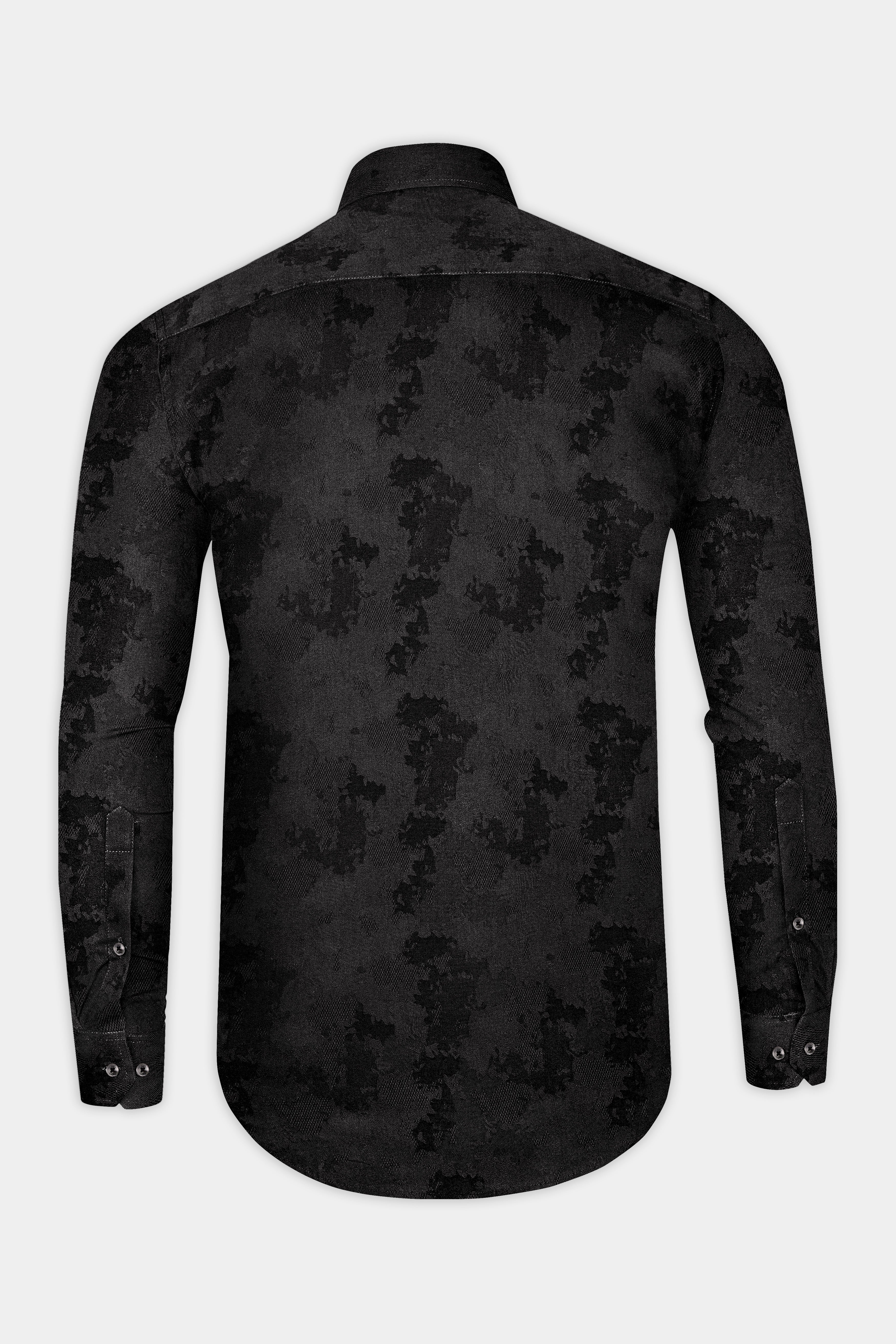 Jade Black Jacquard Textured Premium Cotton Shirt