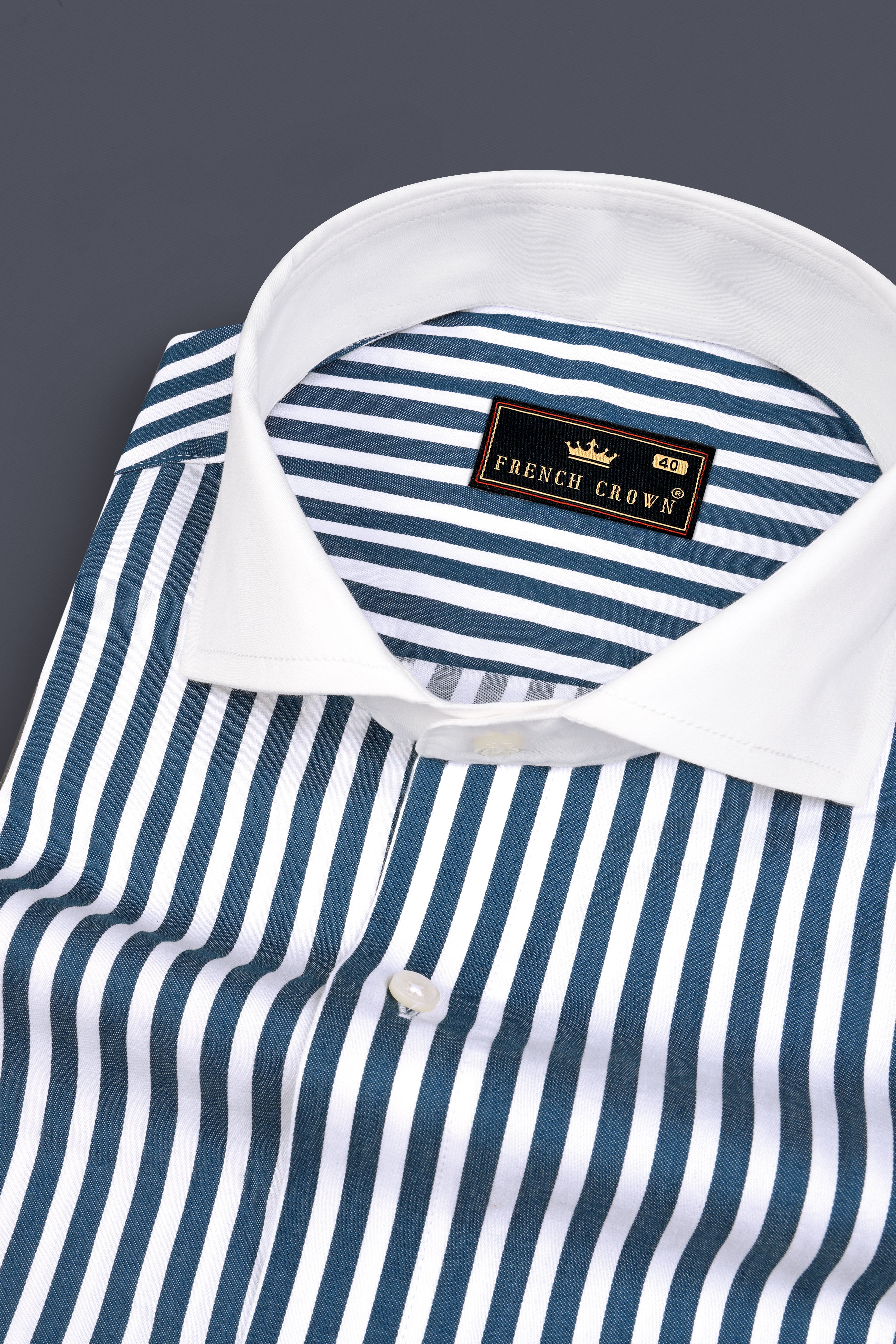 Dianne Blue And Bright White Striped Royal Oxford Premium Cotton Shirt