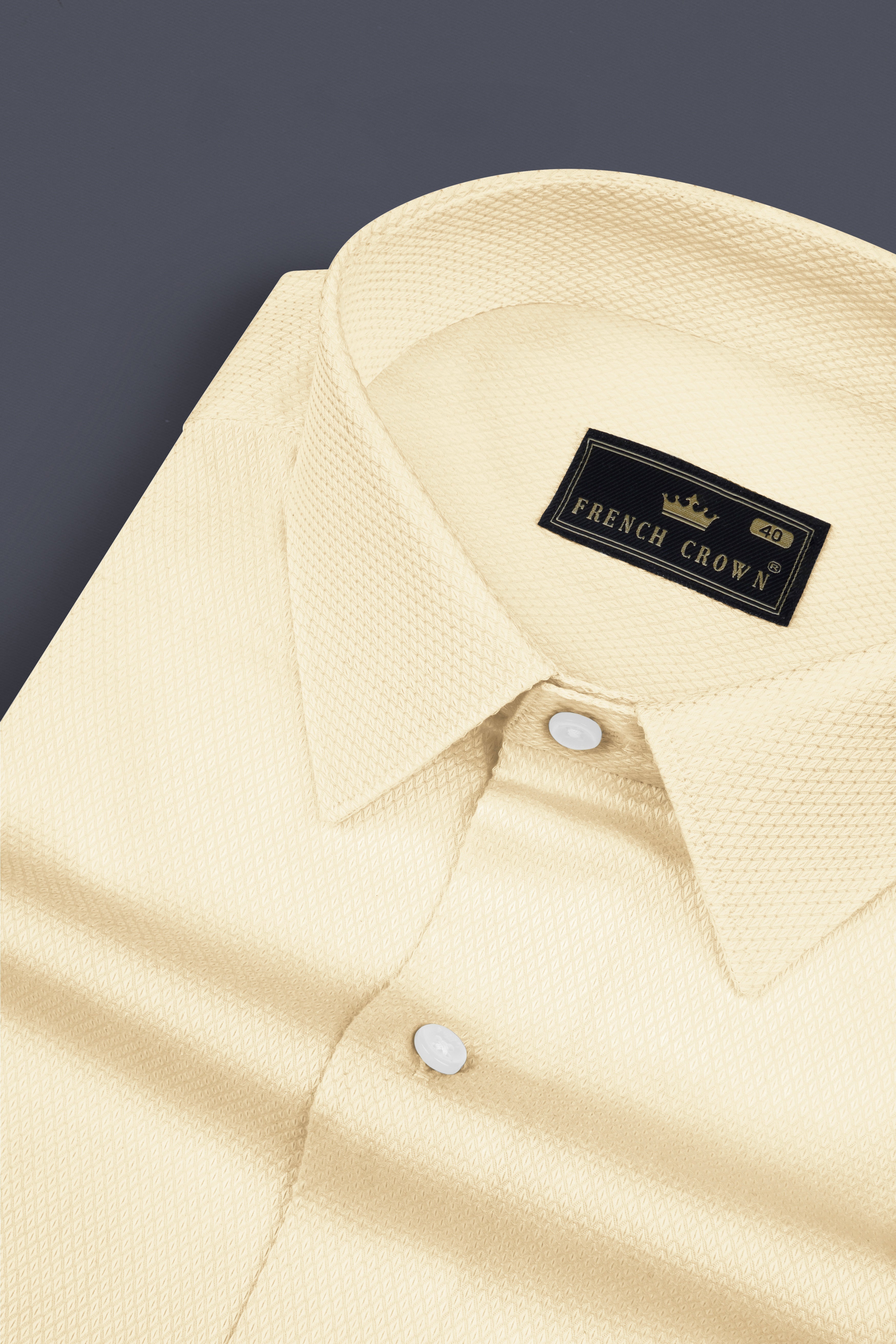 Givry Cream Dobby Textured Premium Giza Cotton Shirt