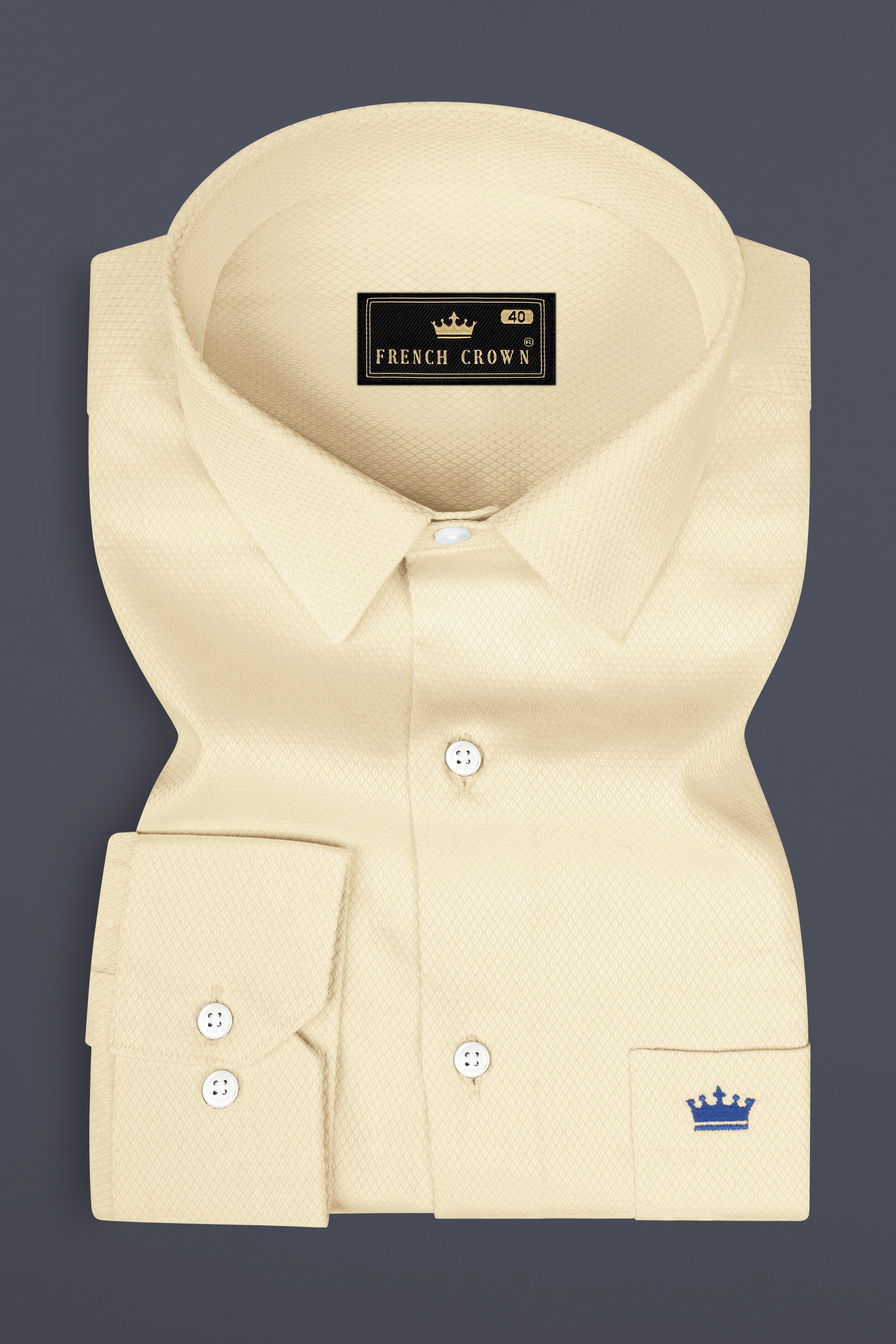 Givry Cream Dobby Textured Premium Giza Cotton Shirt