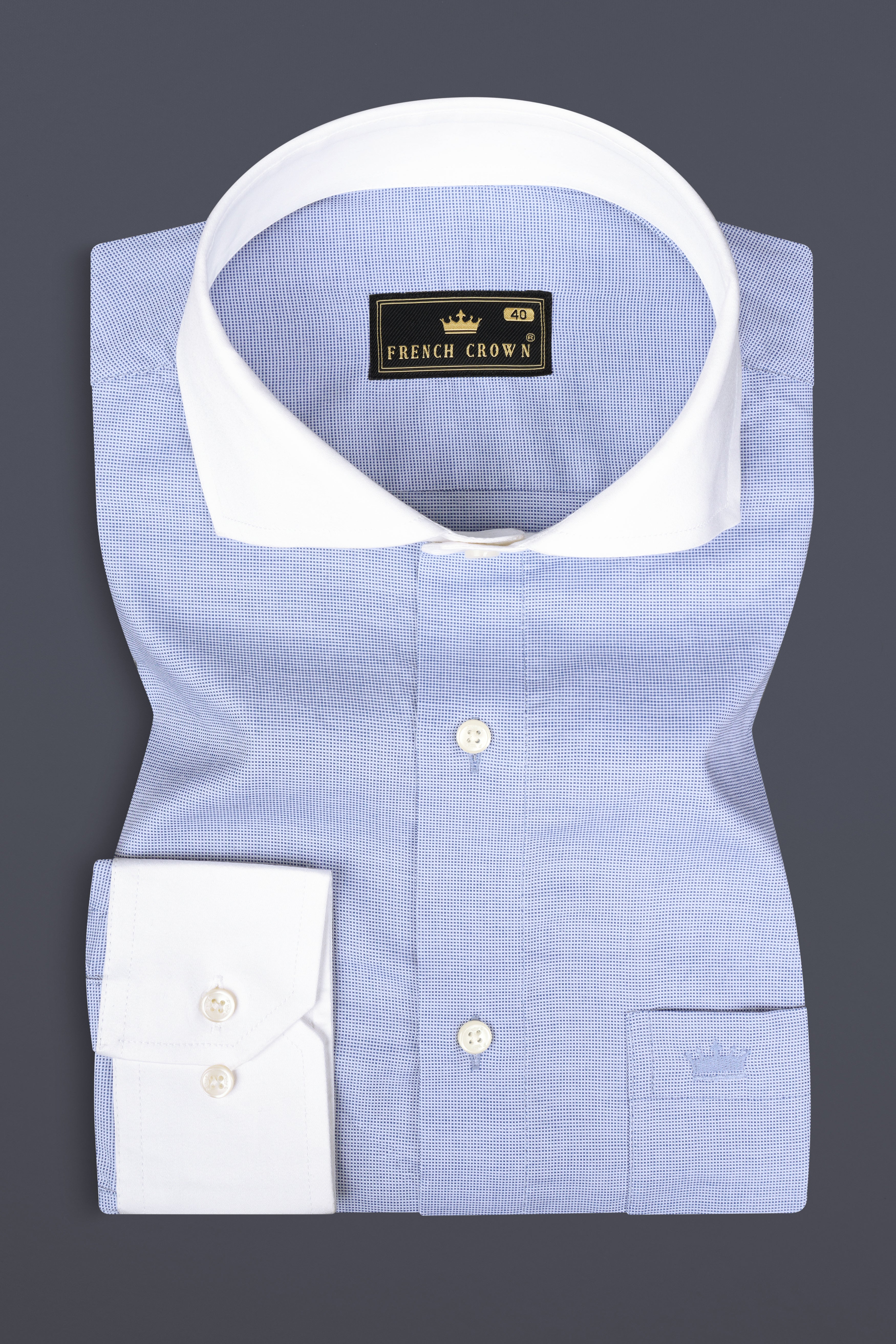 Periwinkle Blue Dobby Textured Premium Giza Cotton Shirt