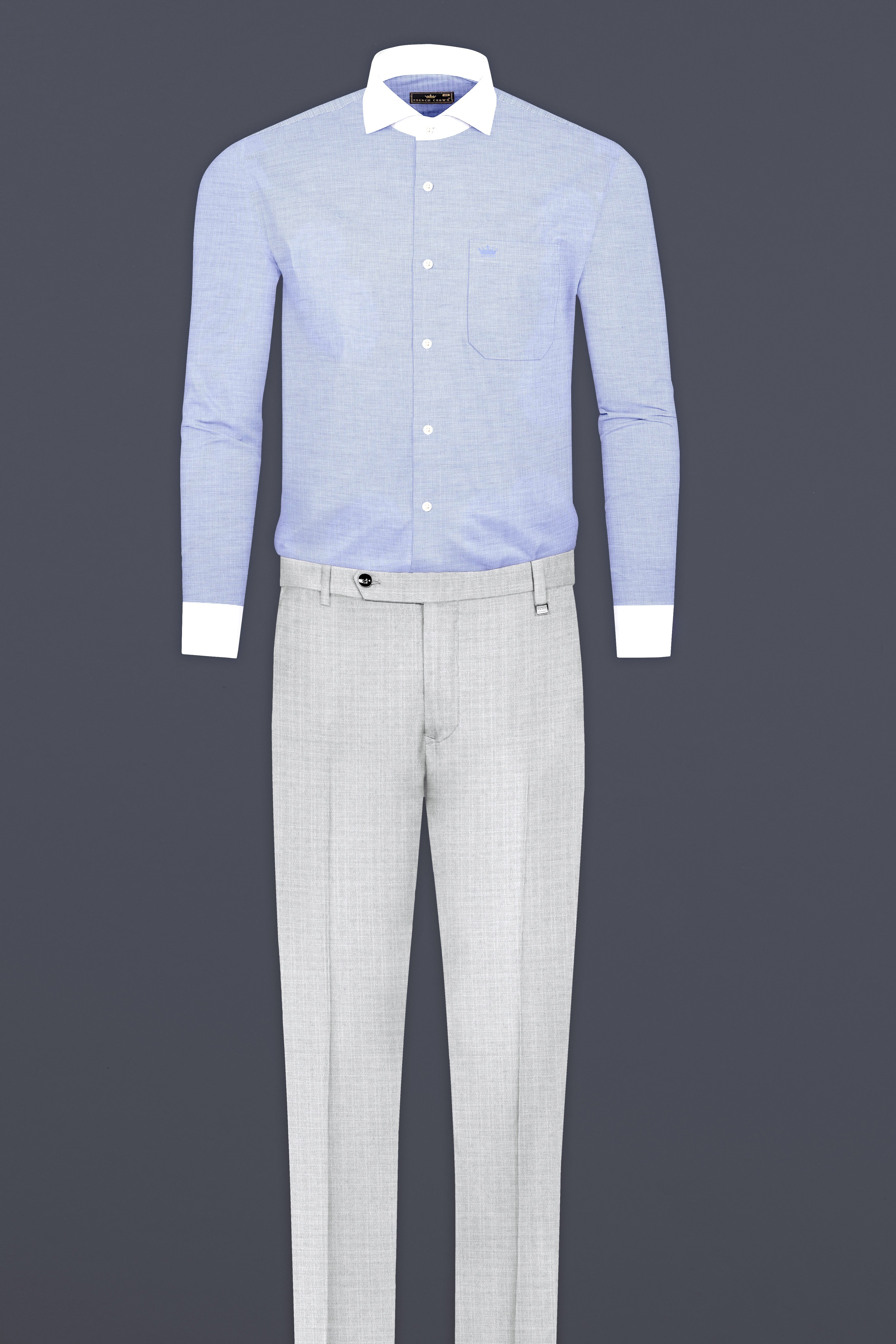 Periwinkle Blue Dobby Textured Premium Giza Cotton Shirt