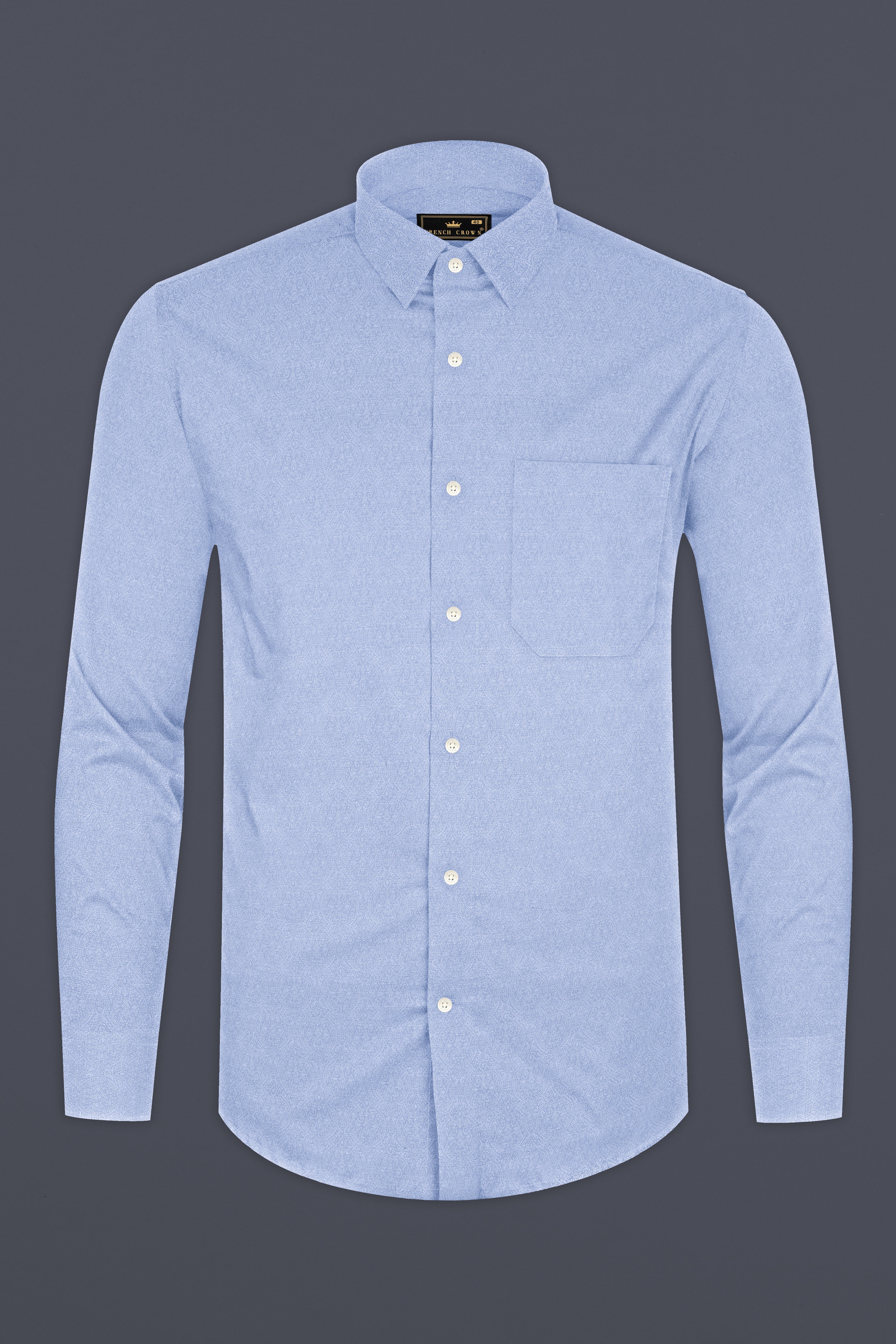 Angel Blue Jacquard Textured Premium Cotton Shirt