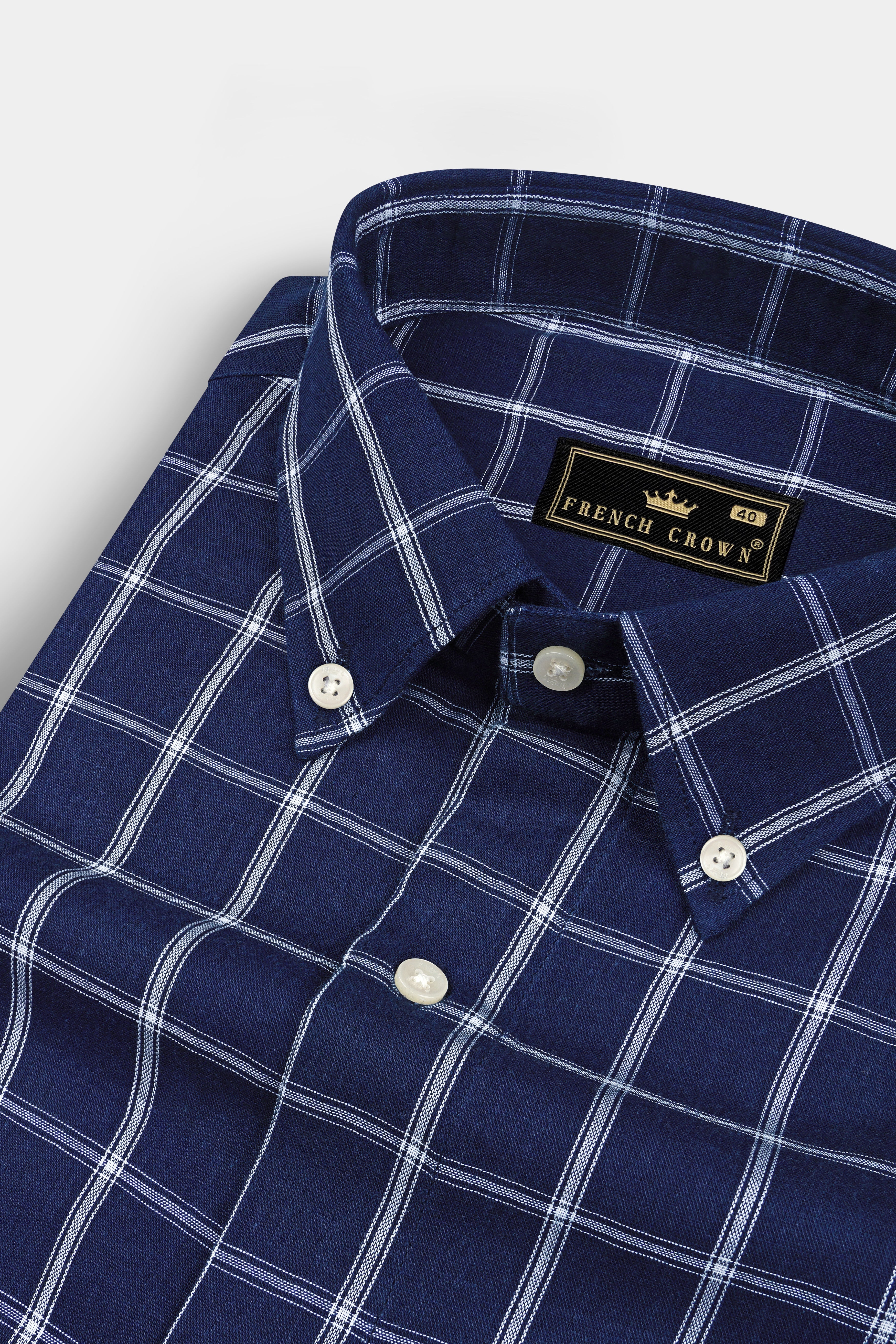 Zodiac Blue Checked Twill Premium Cotton Shirt