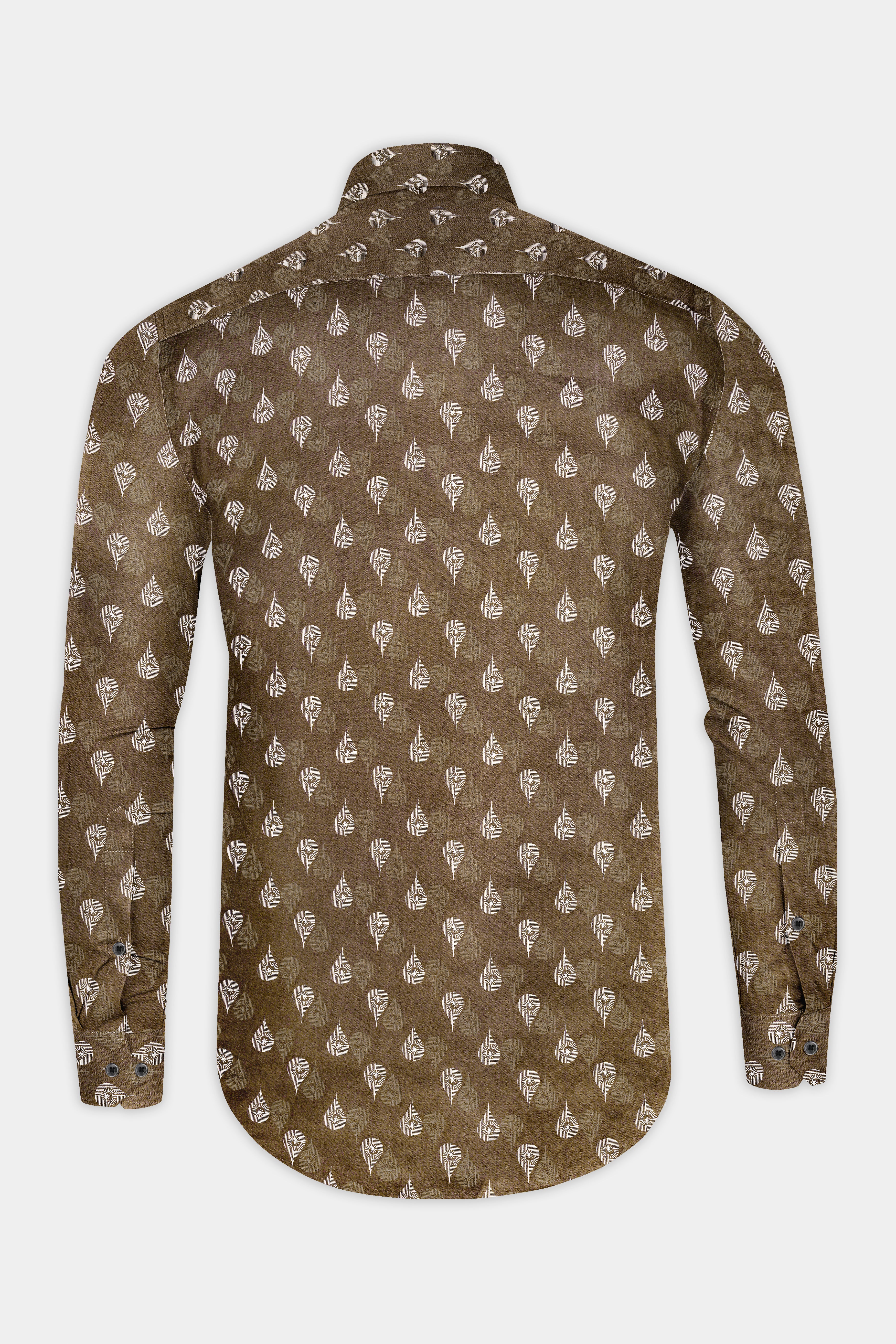 Sandstone Brown Printed Subtle Sheen Super Soft Premium Cotton Shirt