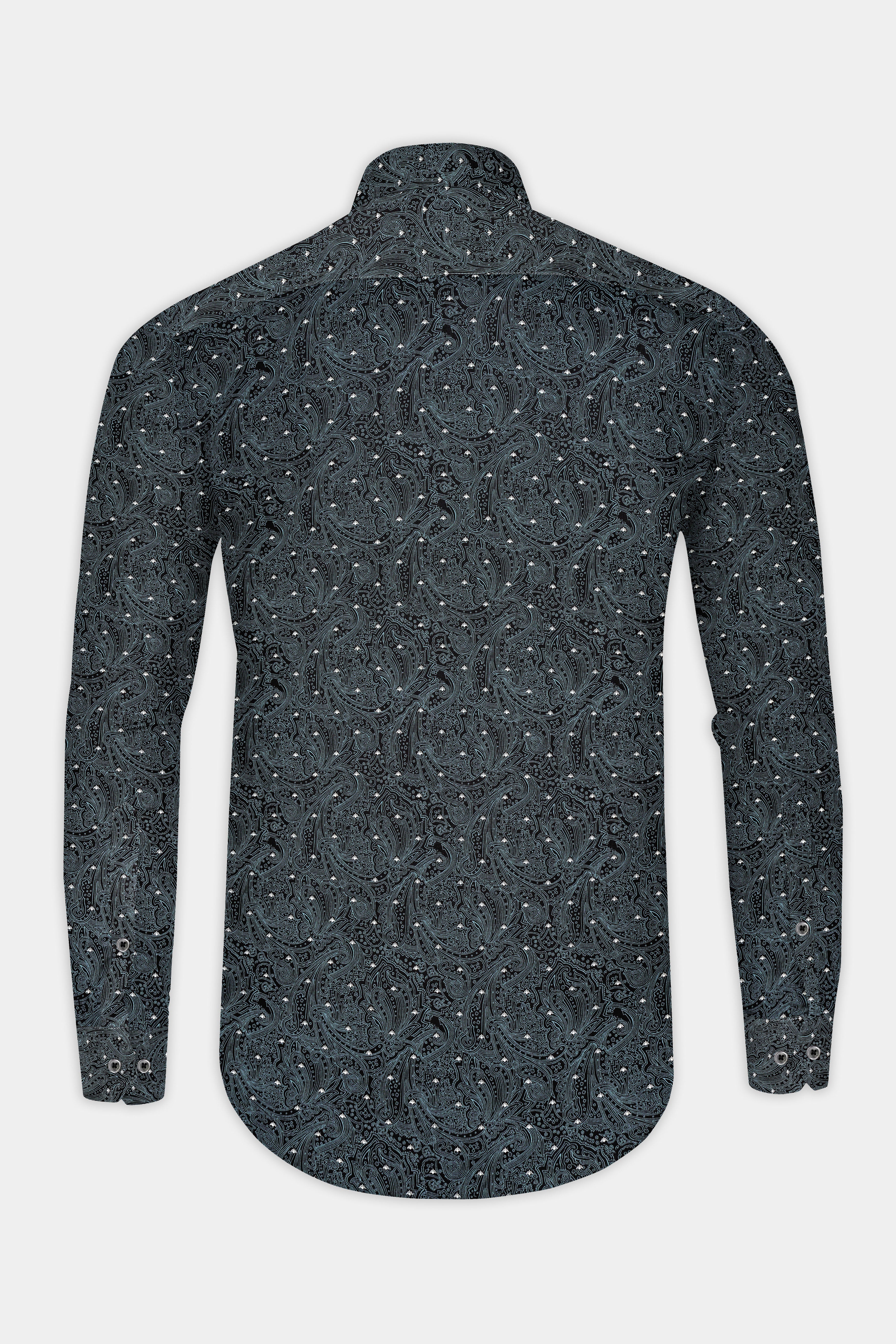 Jade Black Printed Subtle Sheen Super Soft Premium Cotton Shirt