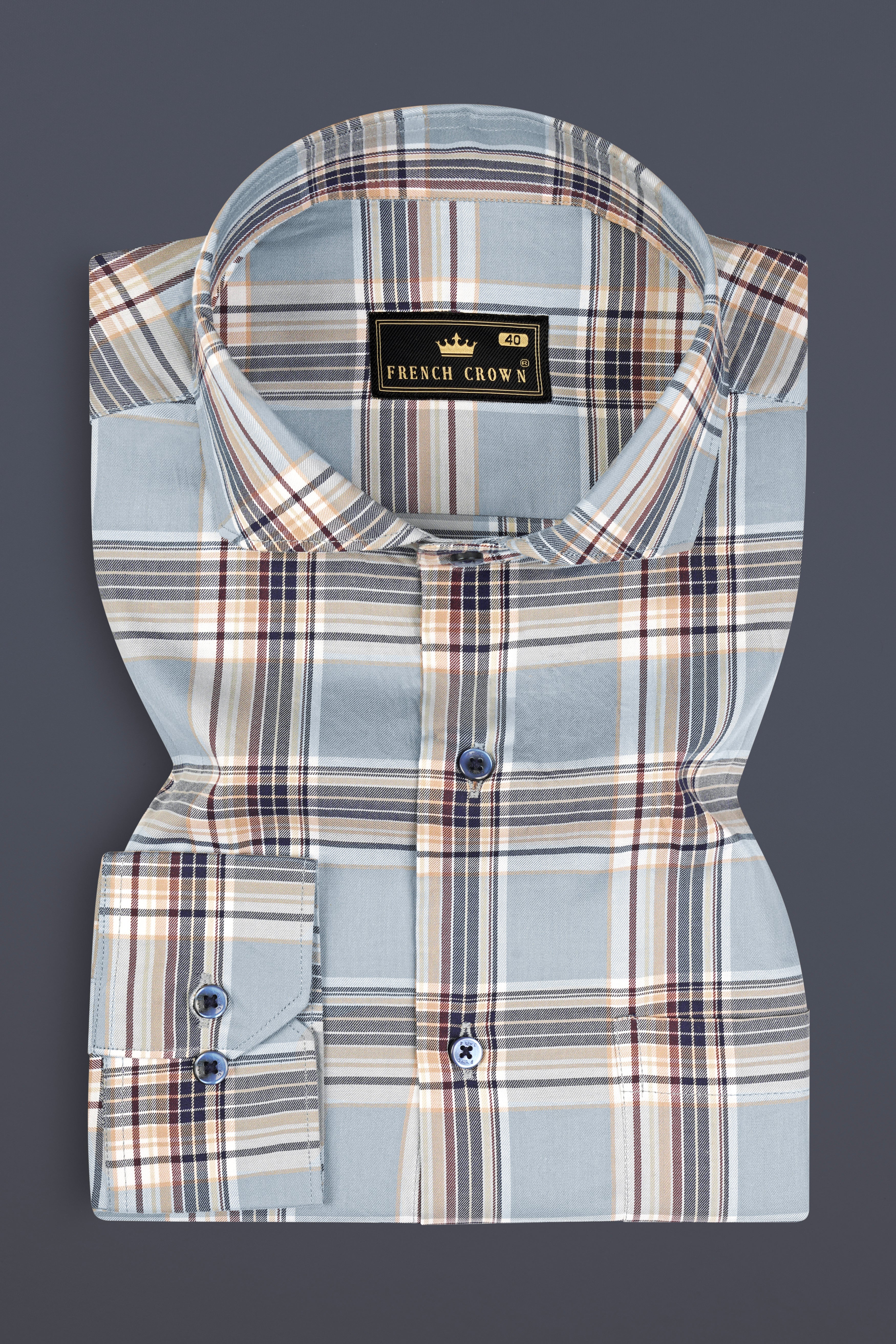 Periwinkle Blue Checked Twill Premium Cotton Shirt