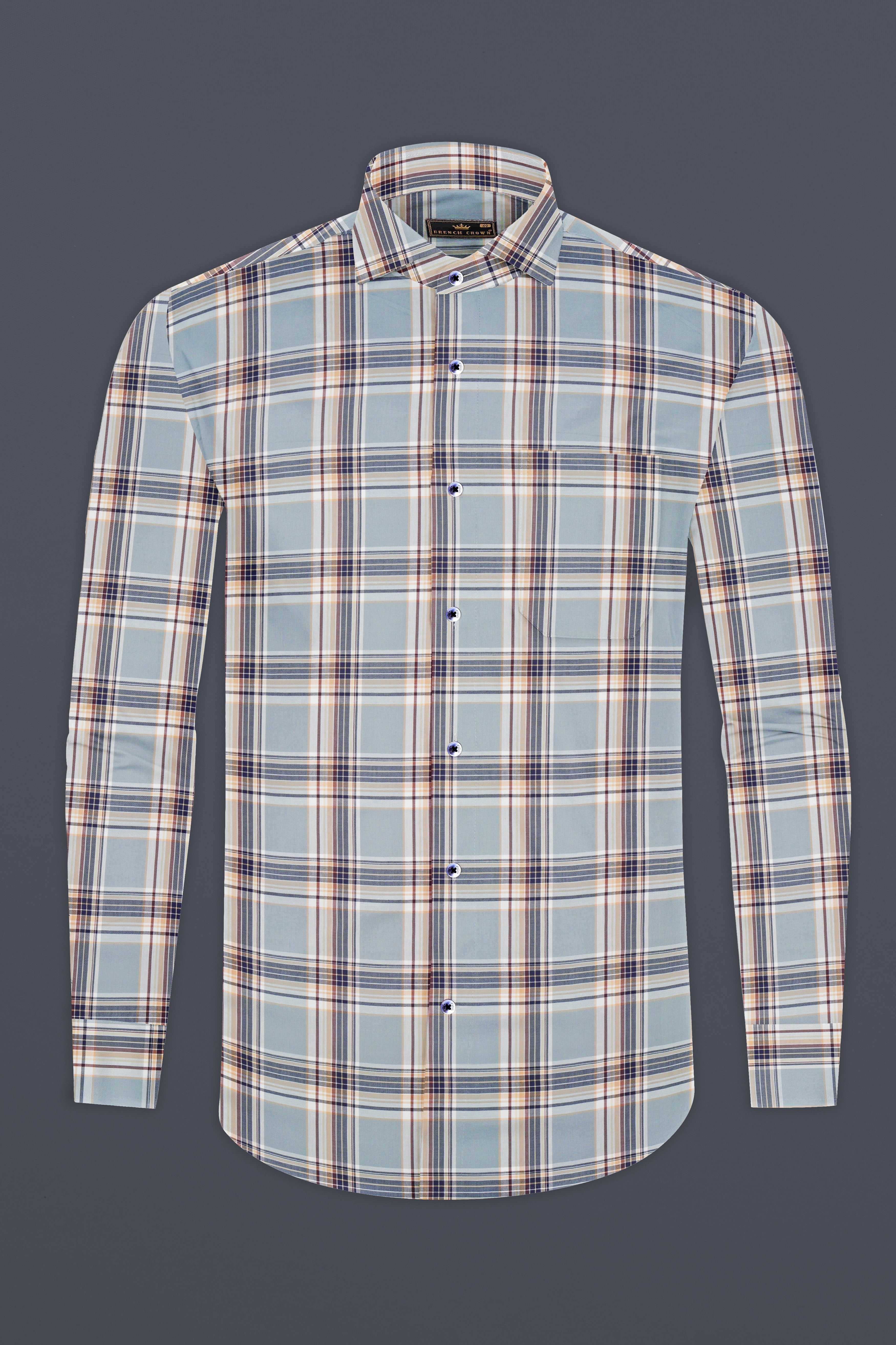 Periwinkle Blue Checked Twill Premium Cotton Shirt