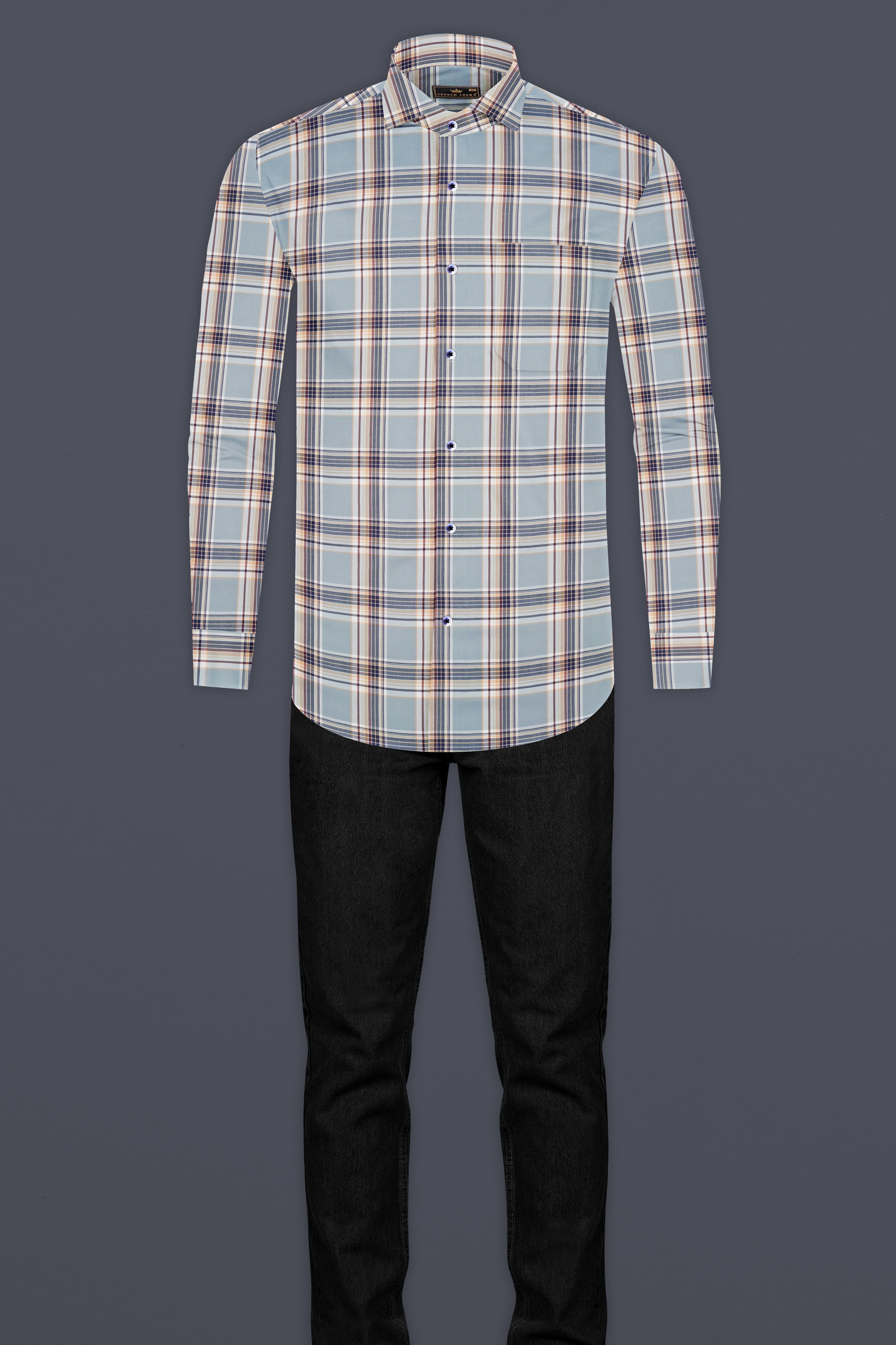 Periwinkle Blue Checked Twill Premium Cotton Shirt