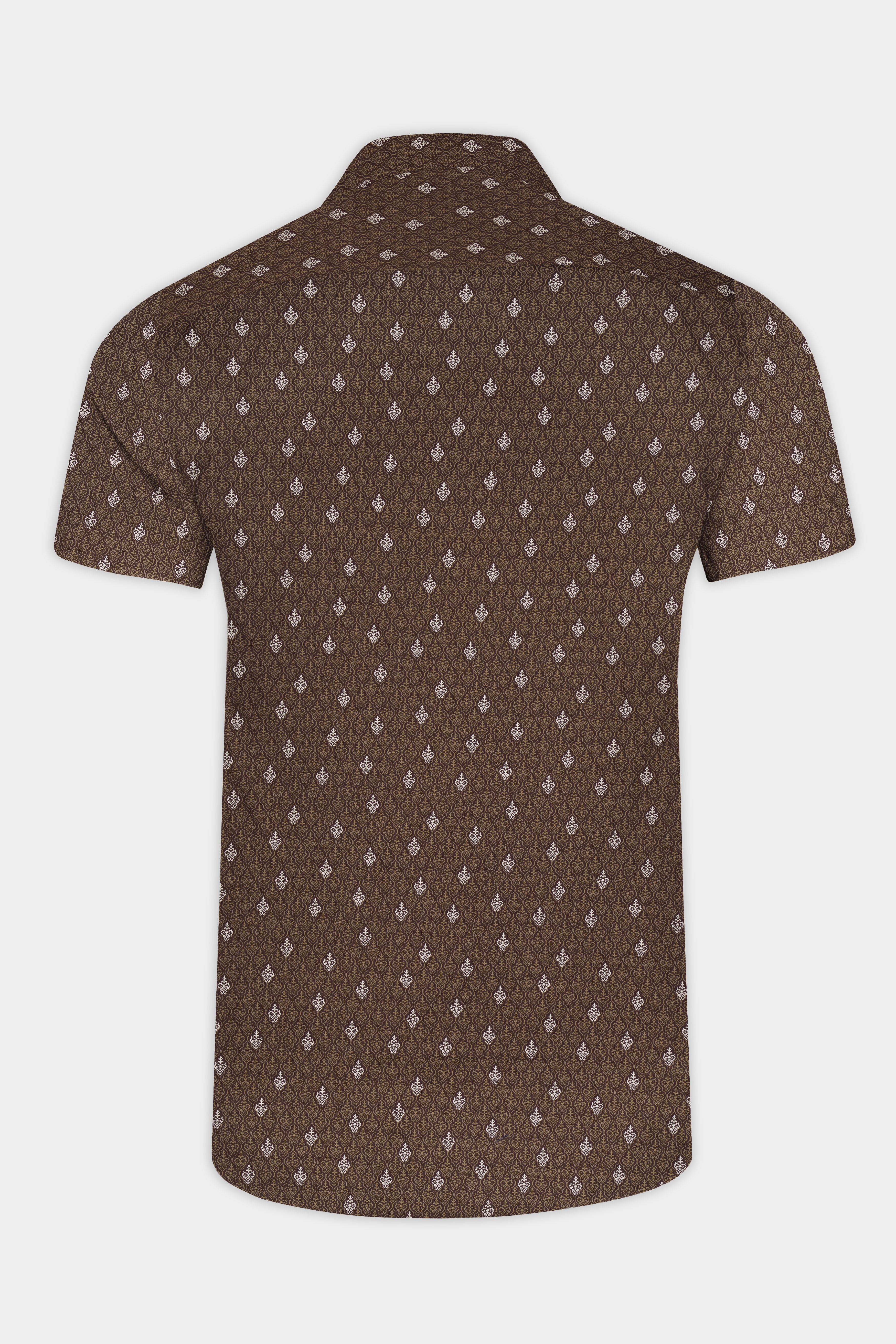 Taupe Brown Printed Giza Cotton Shirt