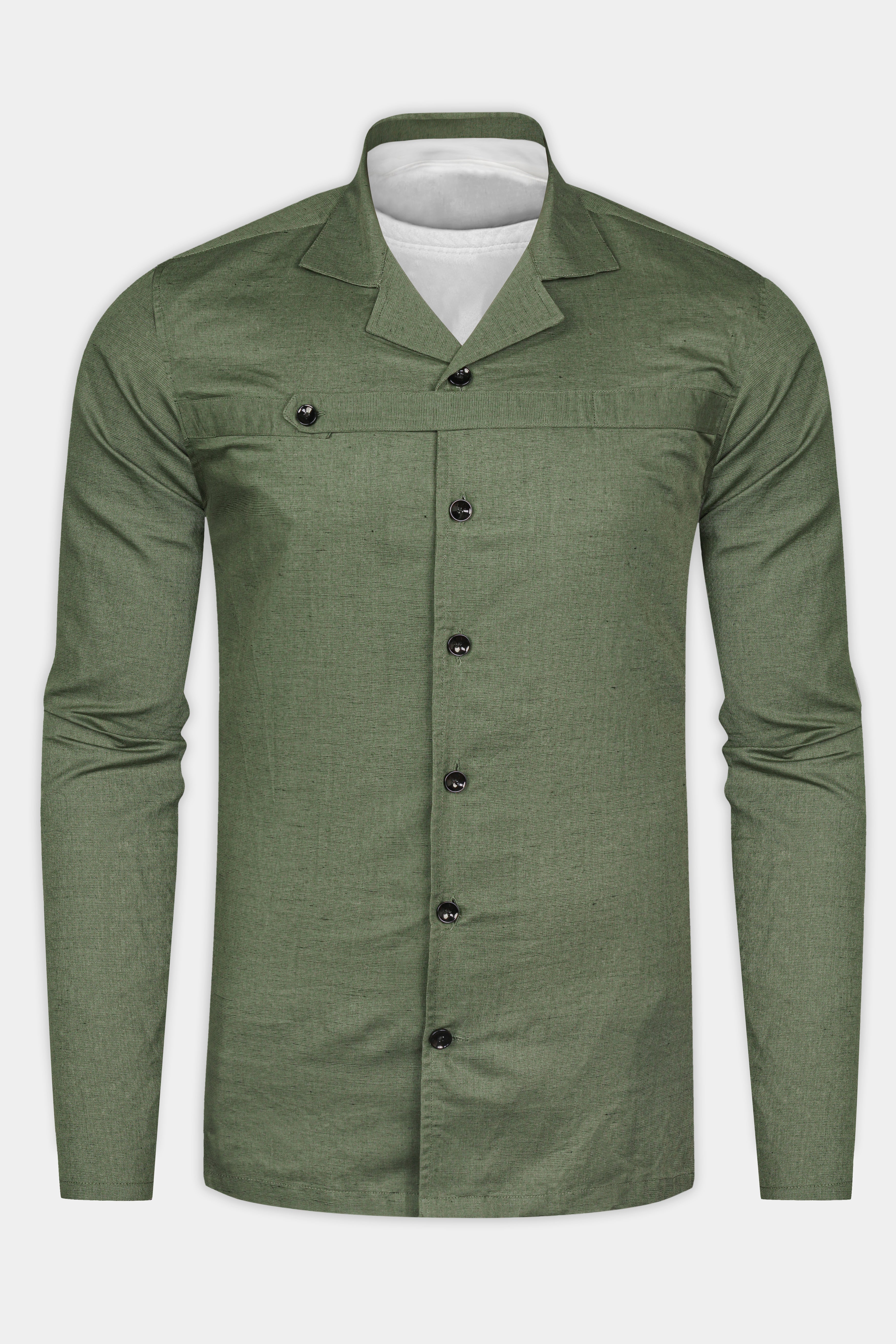 Finch Green Solid Luxuries Linen Designer Shirt