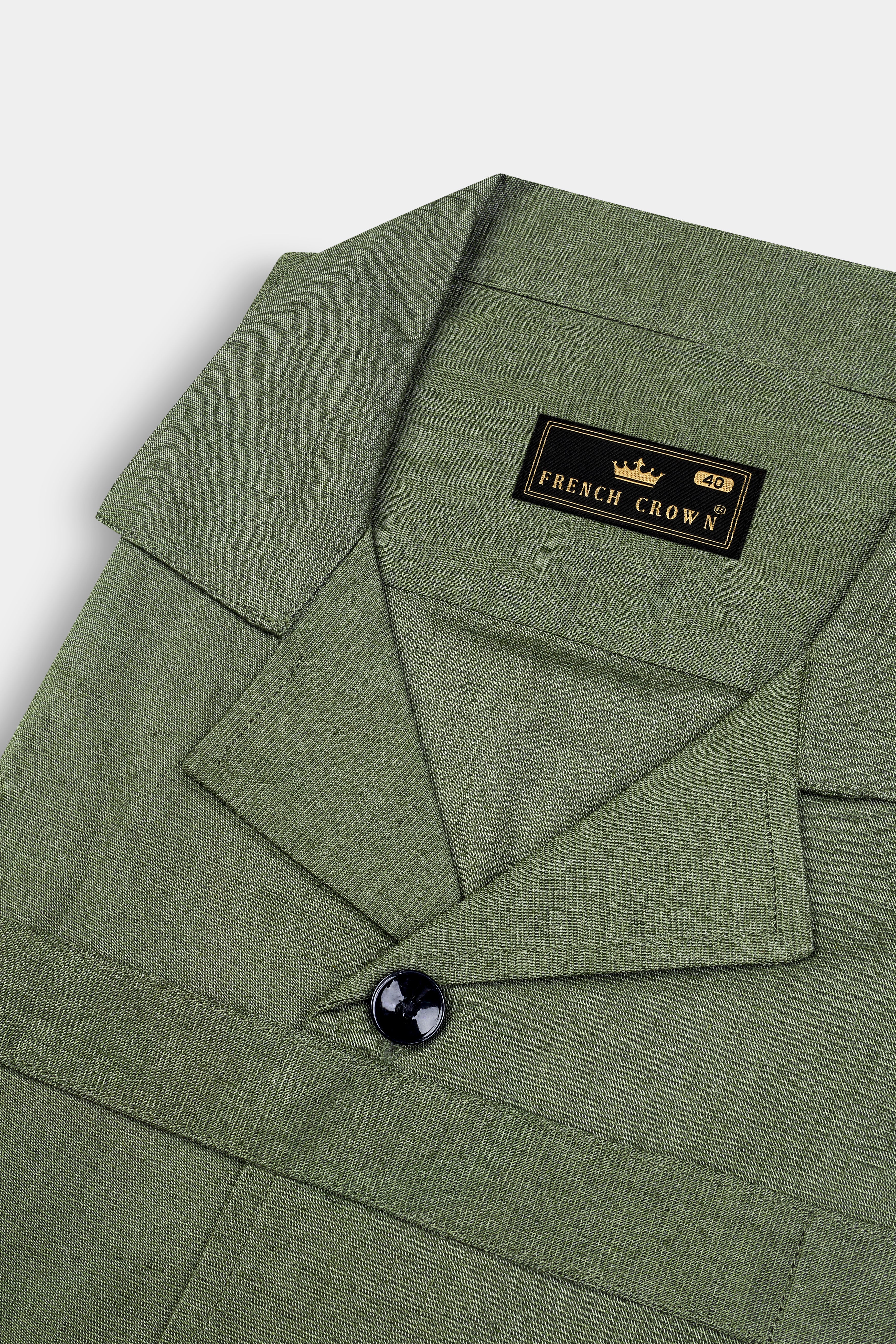 Finch Green Solid Luxuries Linen Designer Shirt