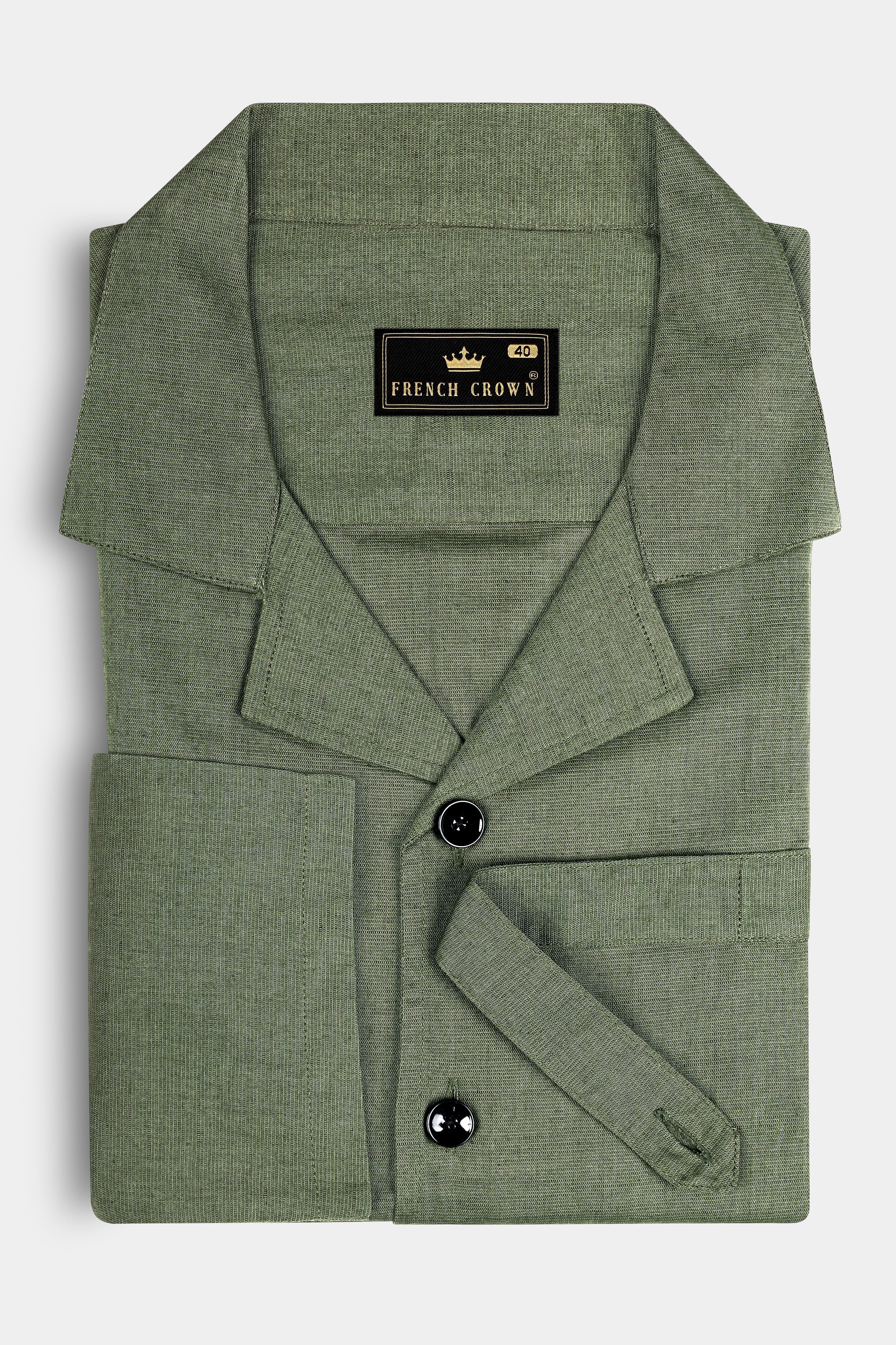 Finch Green Solid Luxuries Linen Designer Shirt