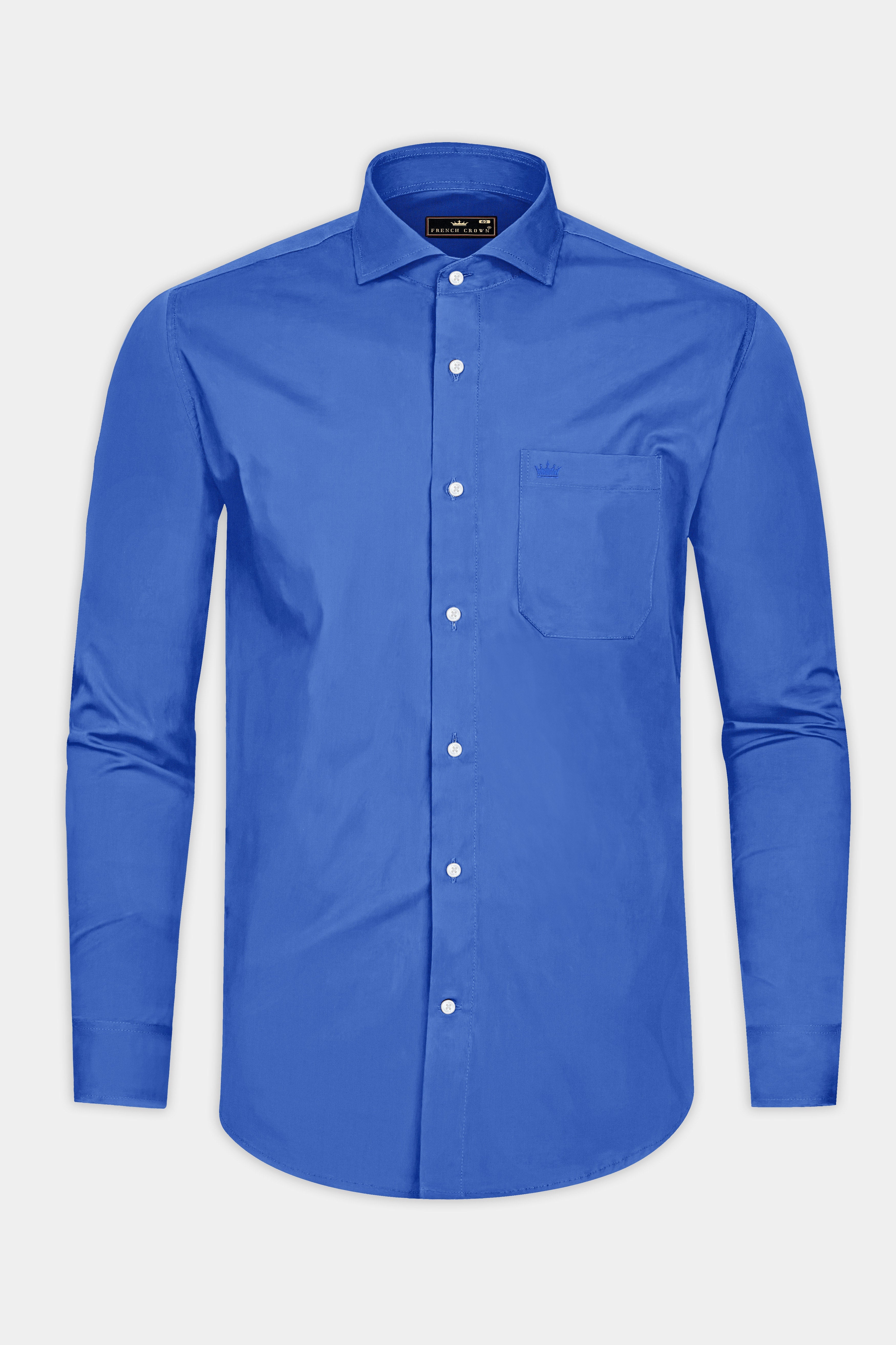 Tufts Blue Solid Royal Oxford Premium Cotton Shirt