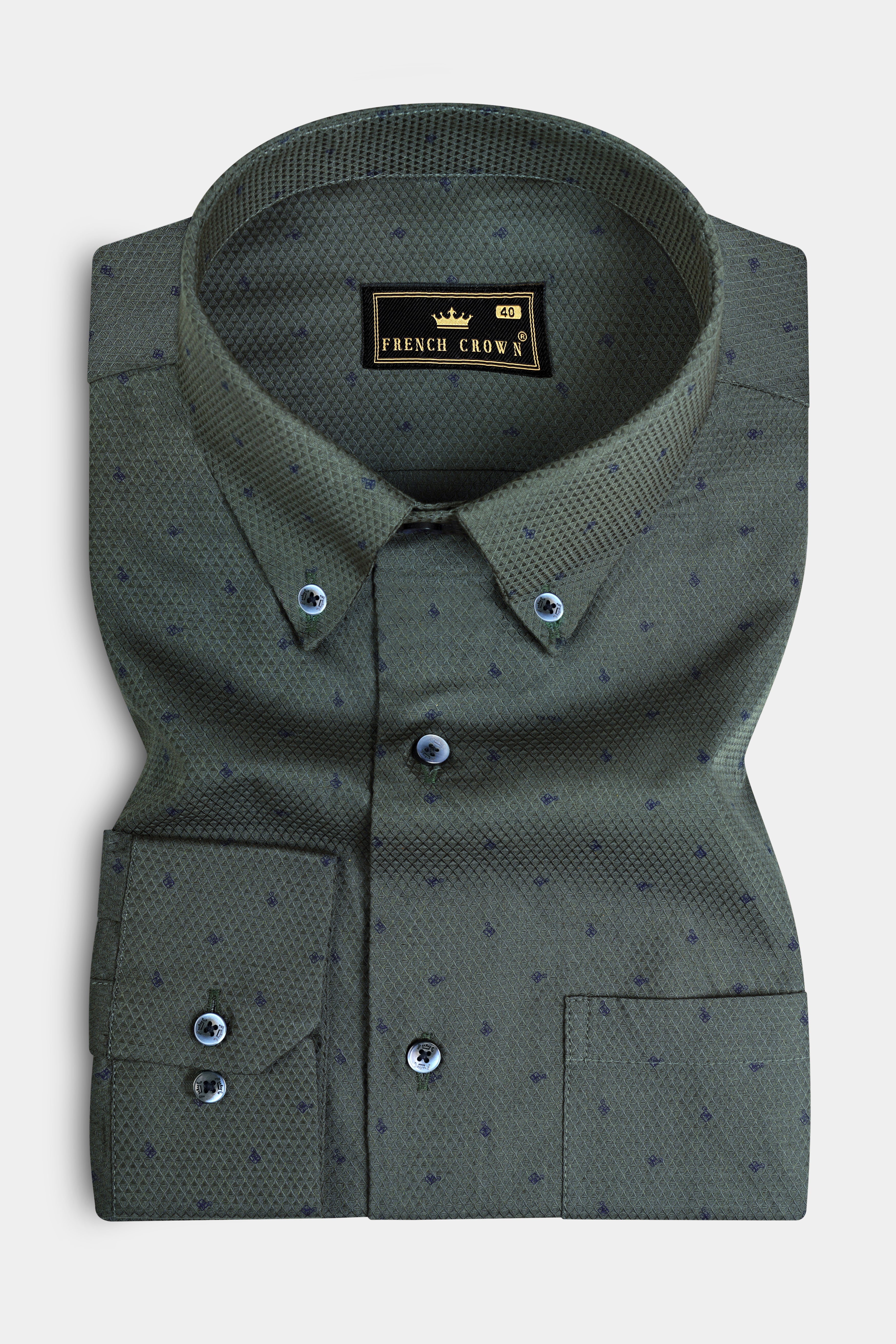 Mineral Green Dobby Textured Premium Giza Cotton Shirt