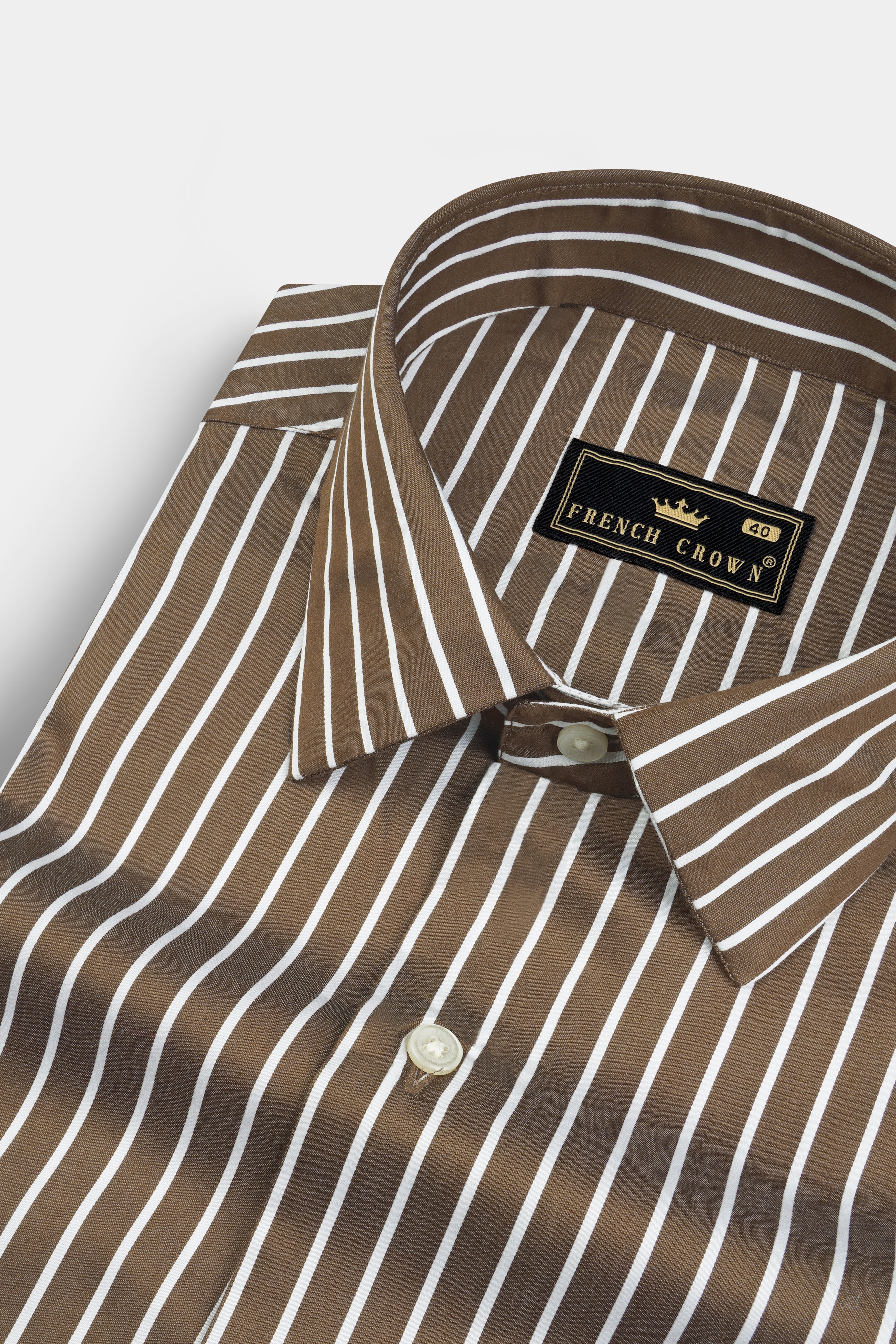 Kabul Brown Striped Twill Premium Cotton Shirt