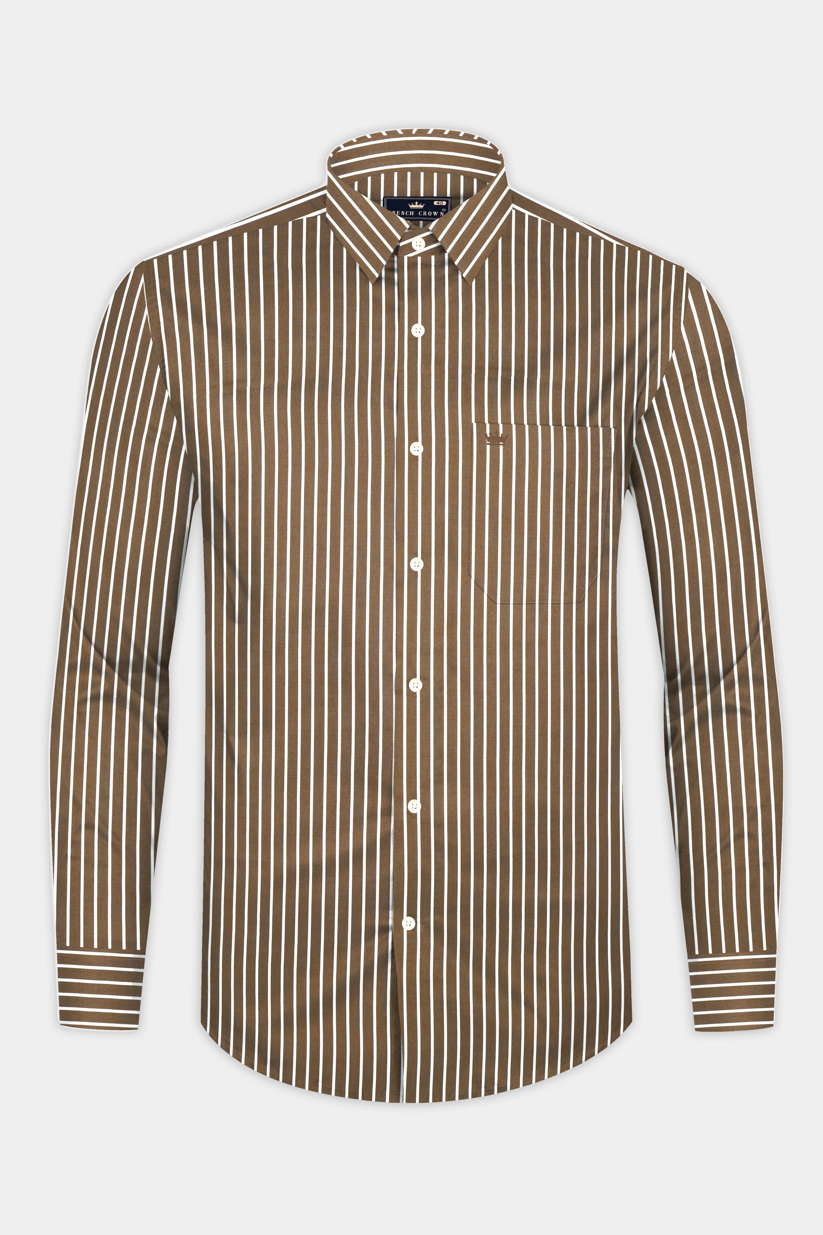 Kabul Brown Striped Twill Premium Cotton Shirt