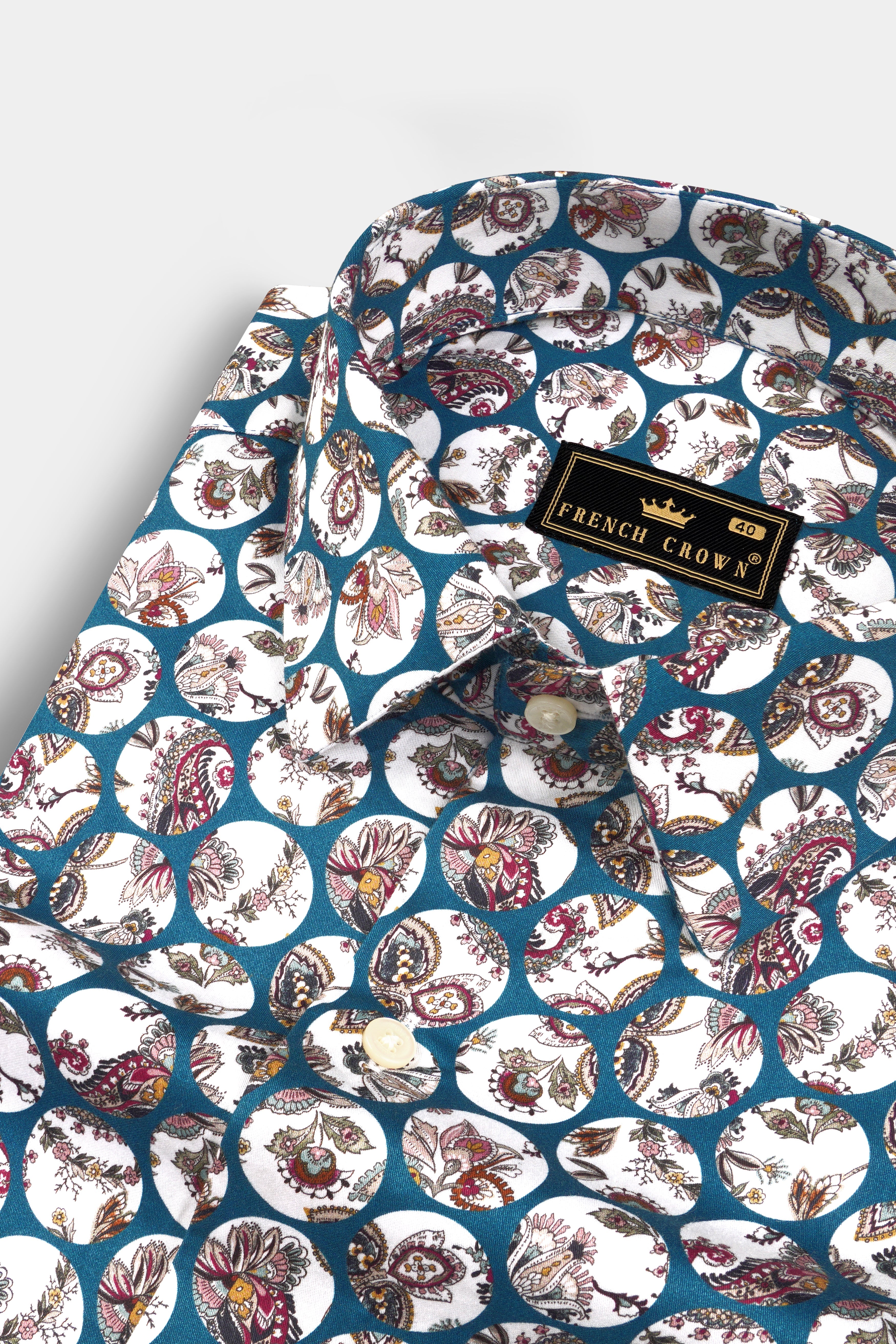 Venice Blue Multicolour Floral Printed Subtle Sheen Super Soft Premium Cotton Designer Shirt