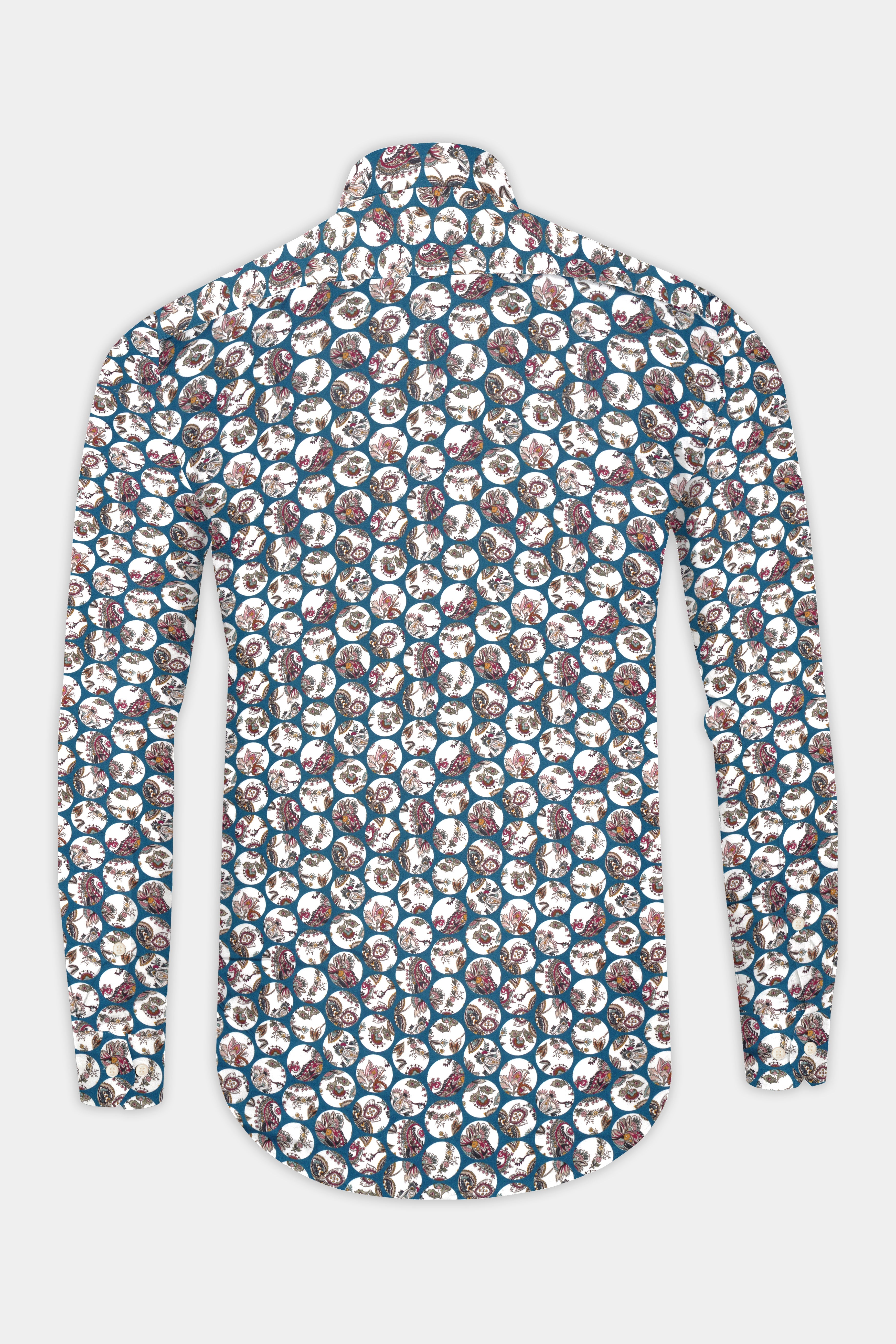 Venice Blue Multicolour Floral Printed Subtle Sheen Super Soft Premium Cotton Designer Shirt