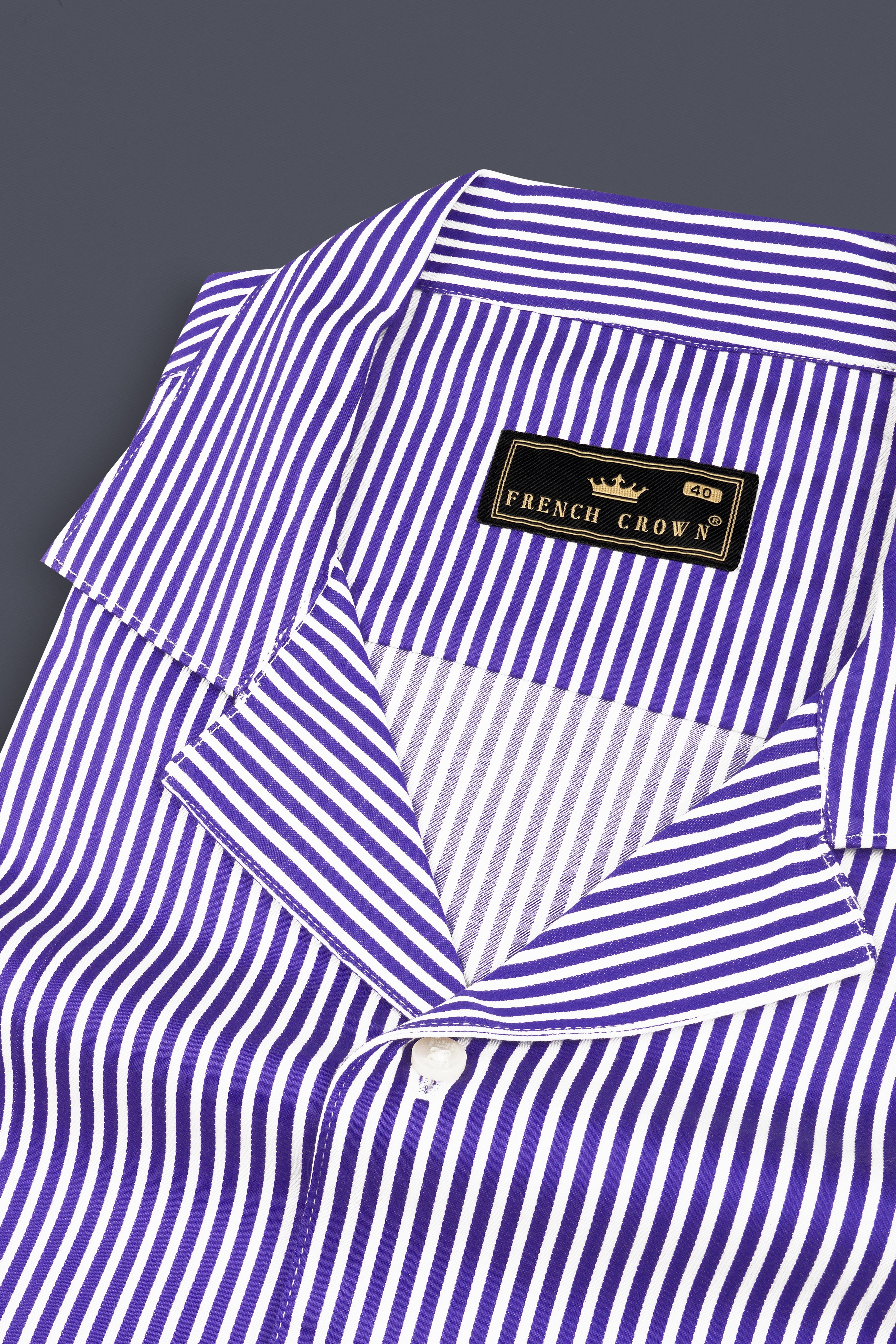 Crocus Blue Stripes Dobby Textured Premium Giza Cotton Shirt