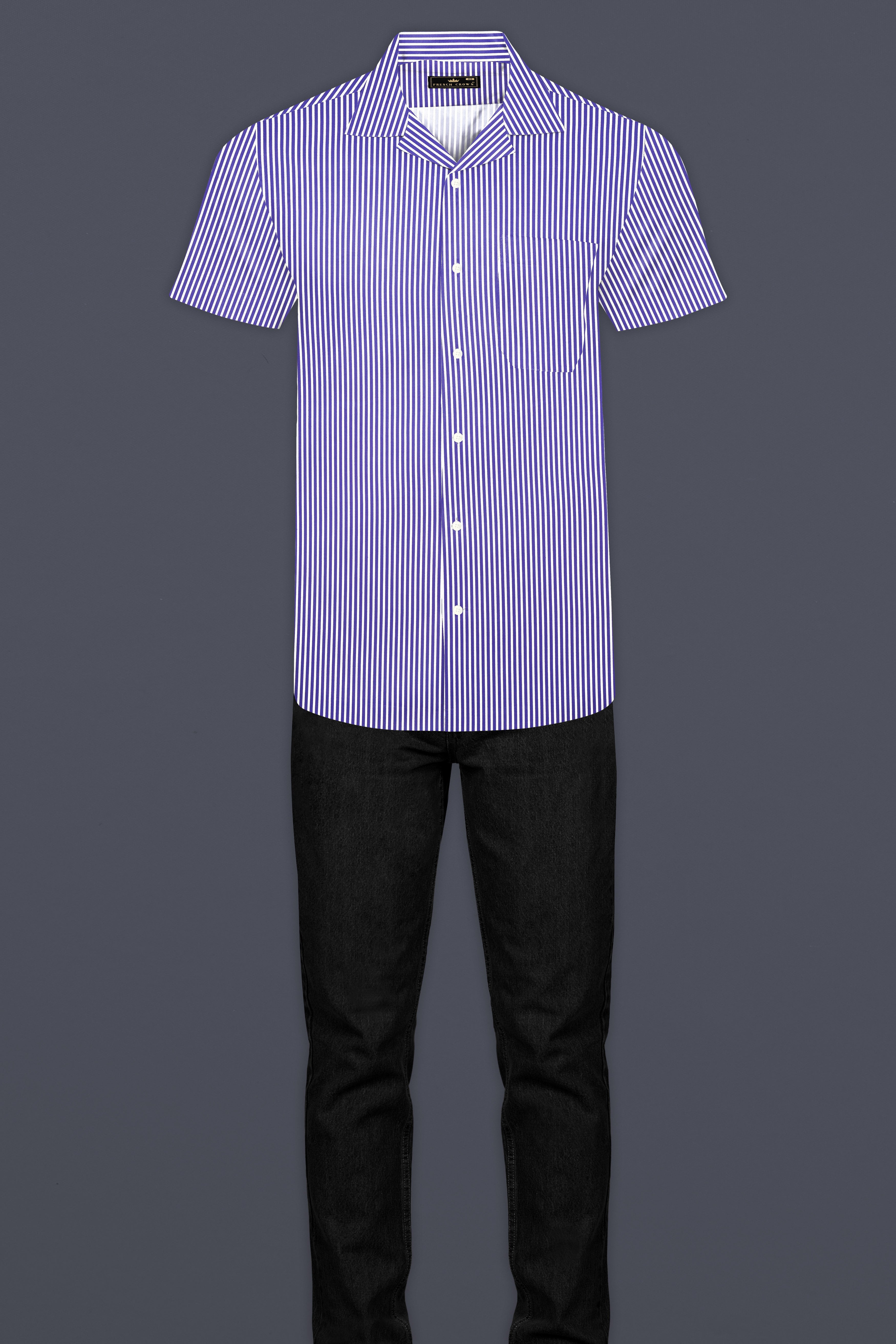 Crocus Blue Stripes Dobby Textured Premium Giza Cotton Shirt