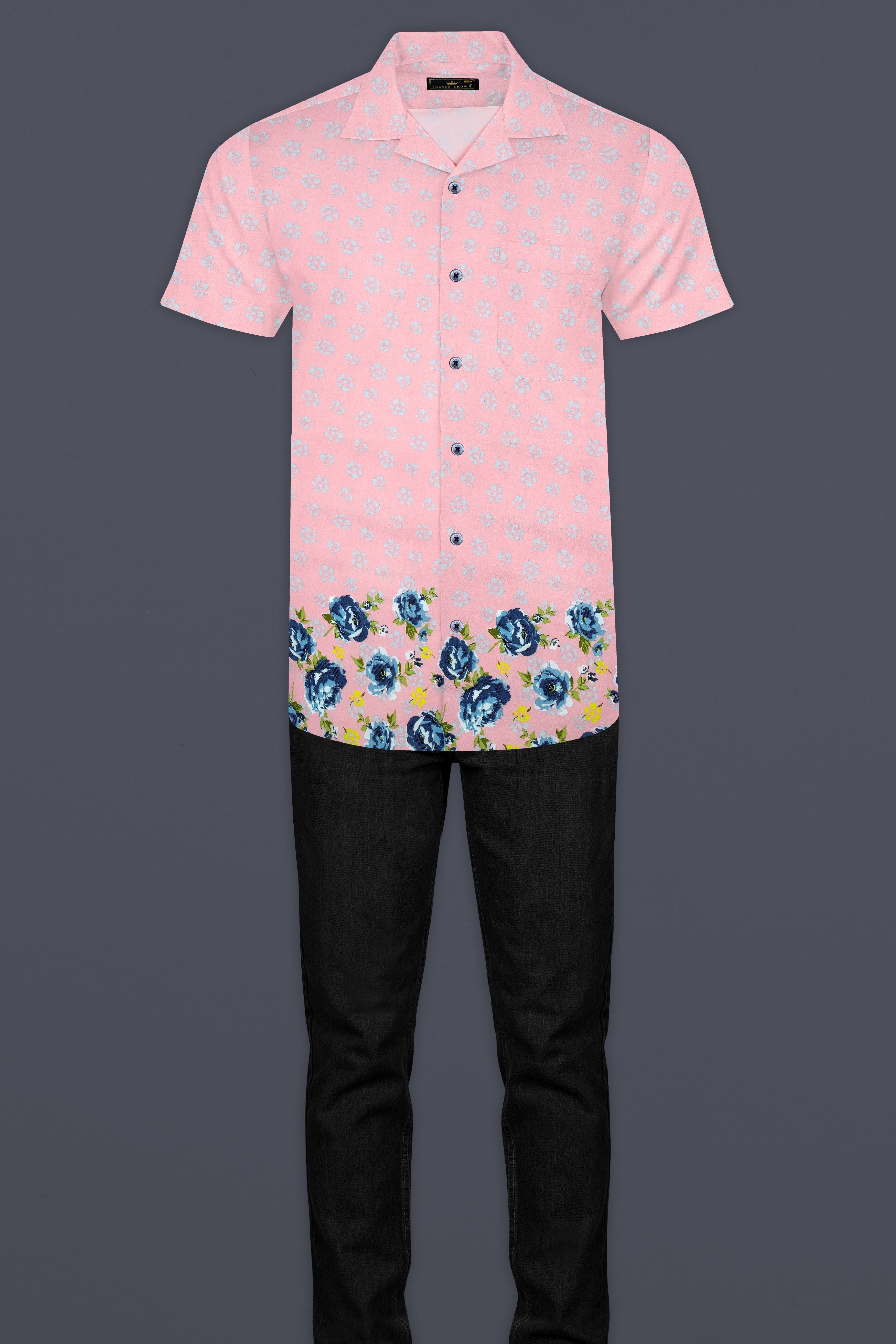 Kawaii Pink Flower Printed Super Soft Tencel Cotton Blend Shirt