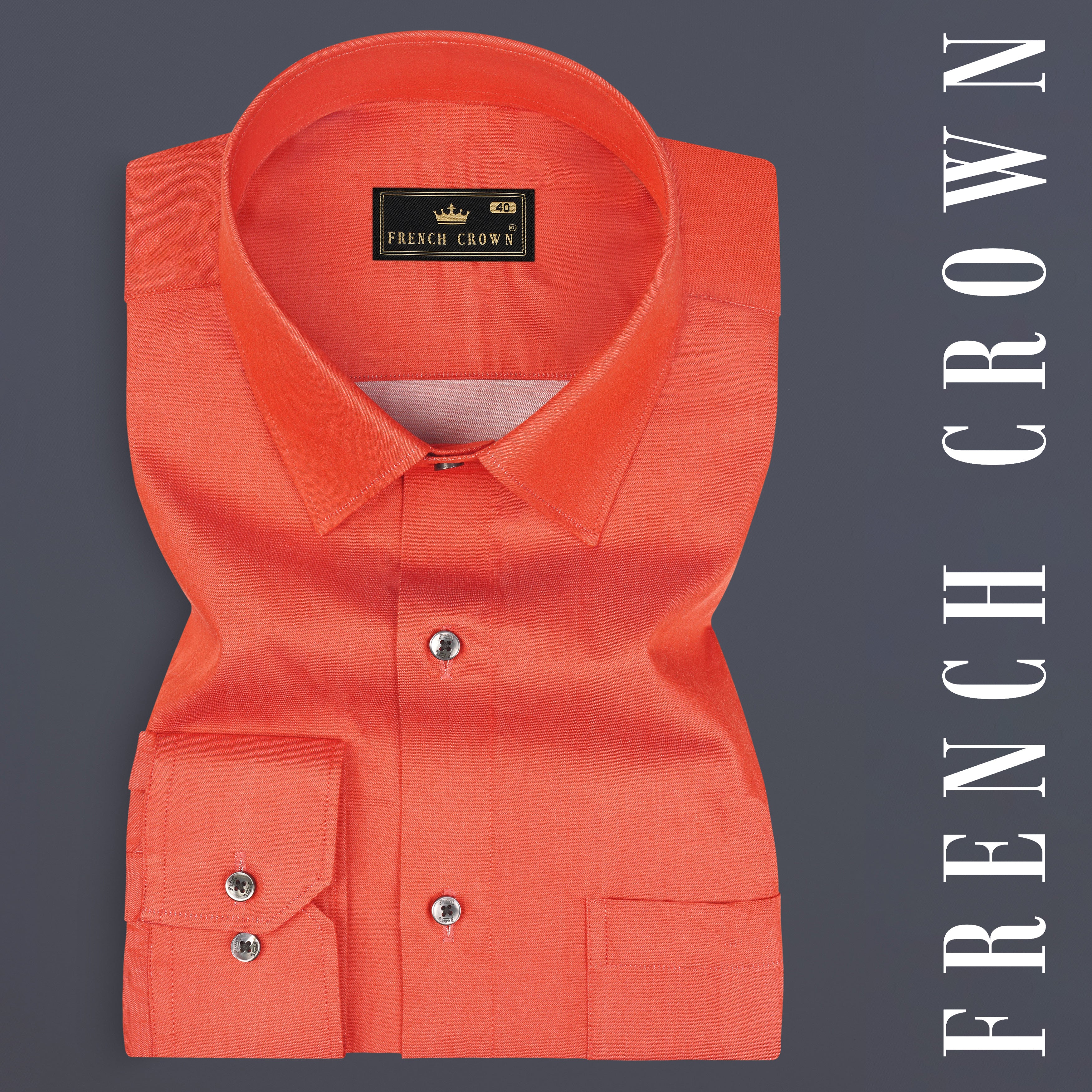 Sunrise Orange Formal Solid Premium Cotton Shirt For Men