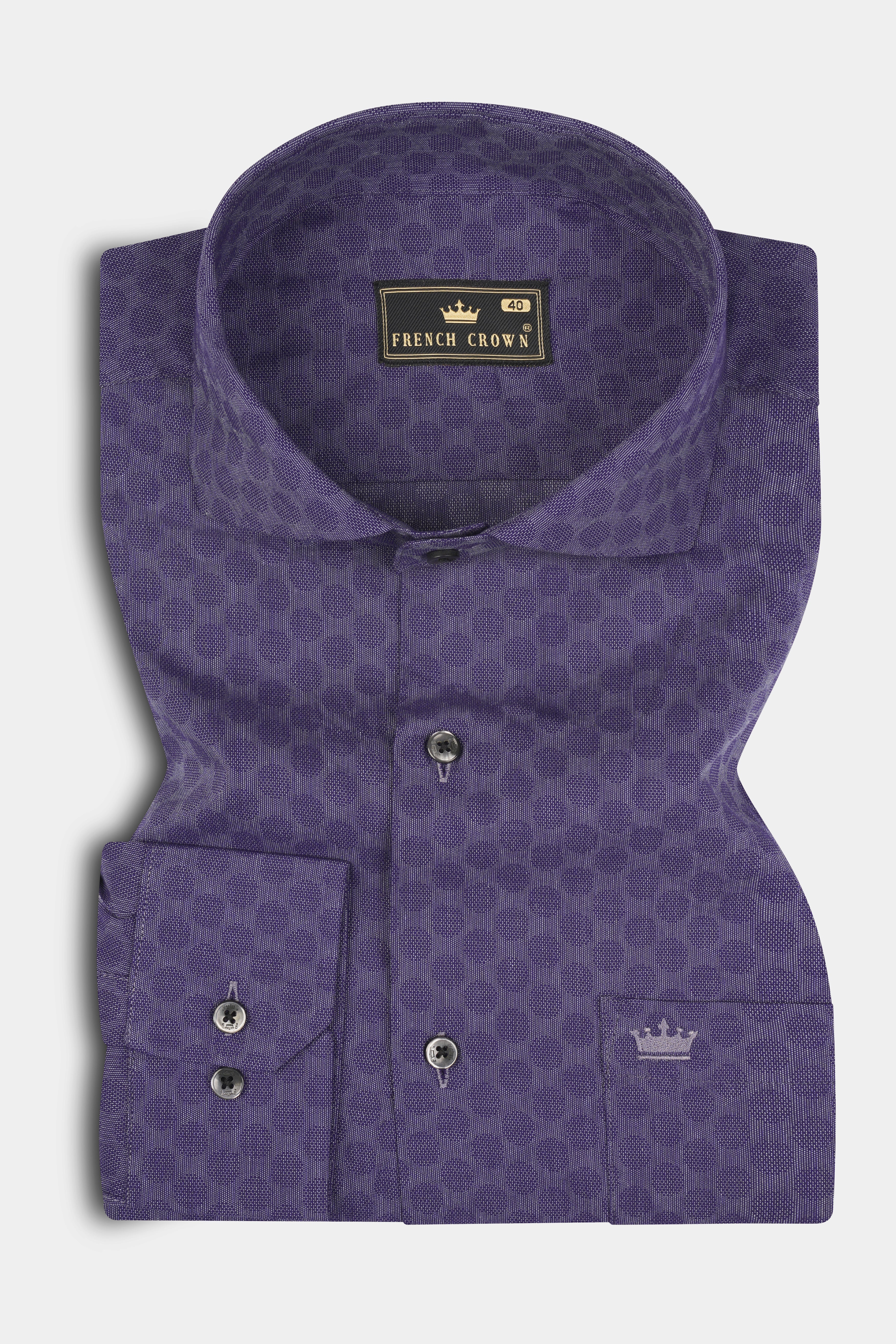 Martinique Purple Prints Dobby Textured Premium Giza Cotton Shirt