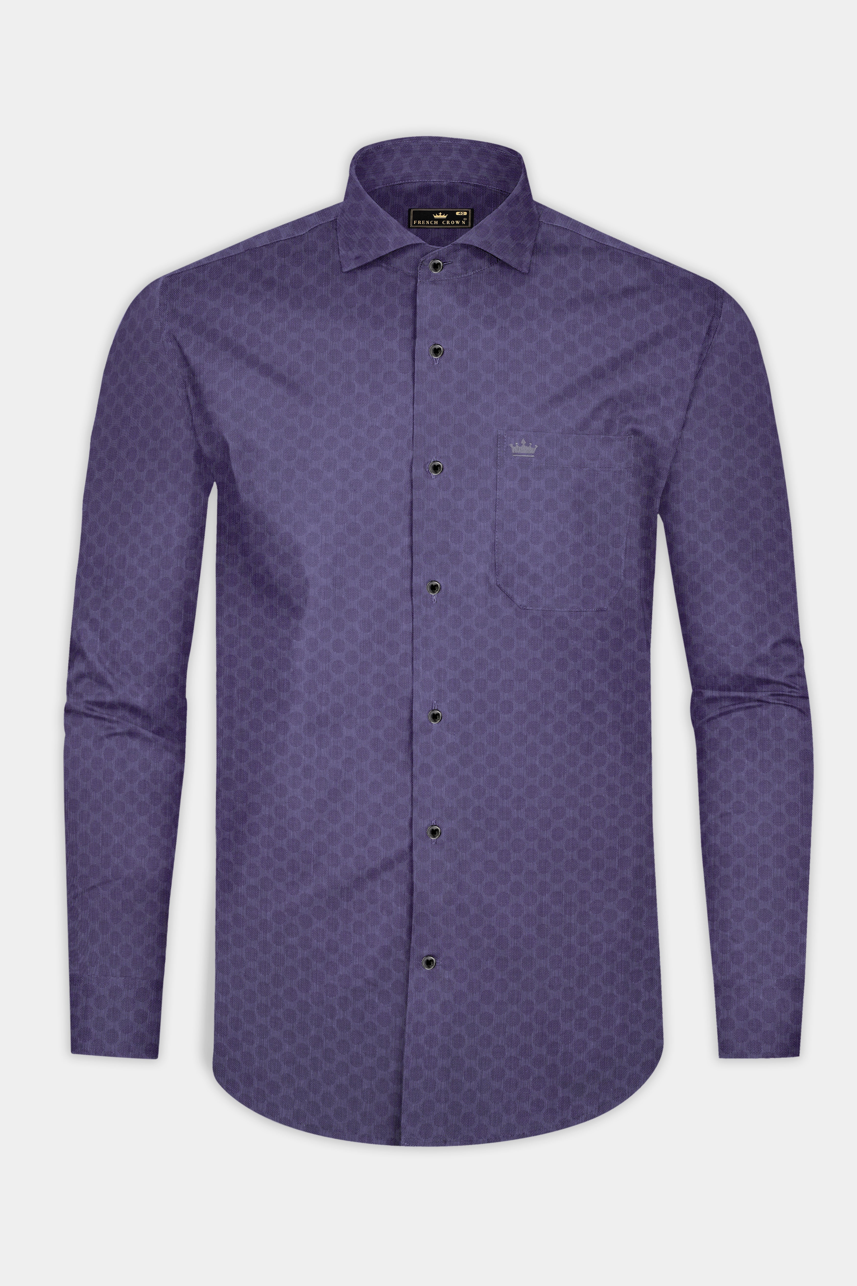 Martinique Purple Prints Dobby Textured Premium Giza Cotton Shirt