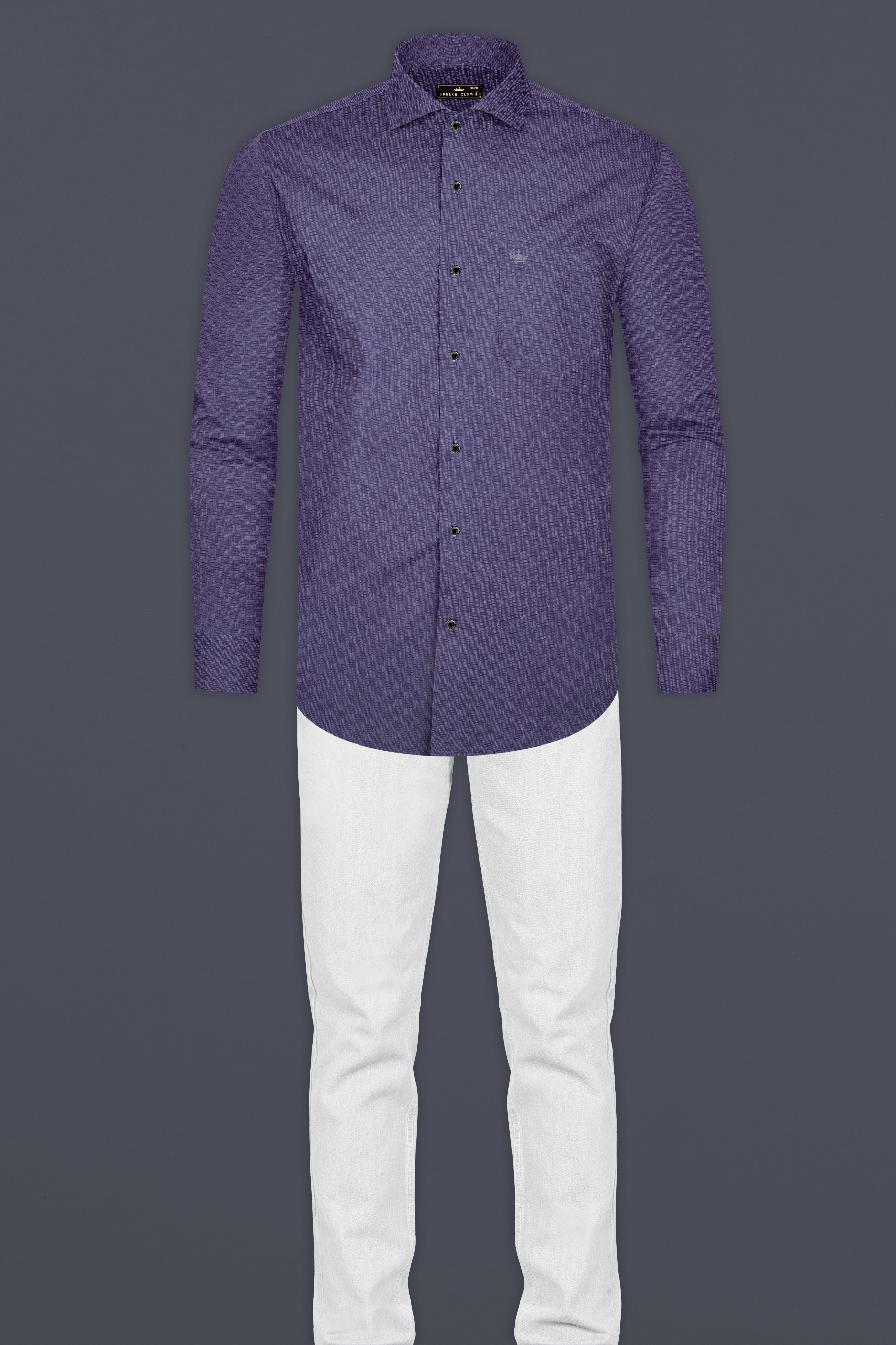 Martinique Purple Prints Dobby Textured Premium Giza Cotton Shirt