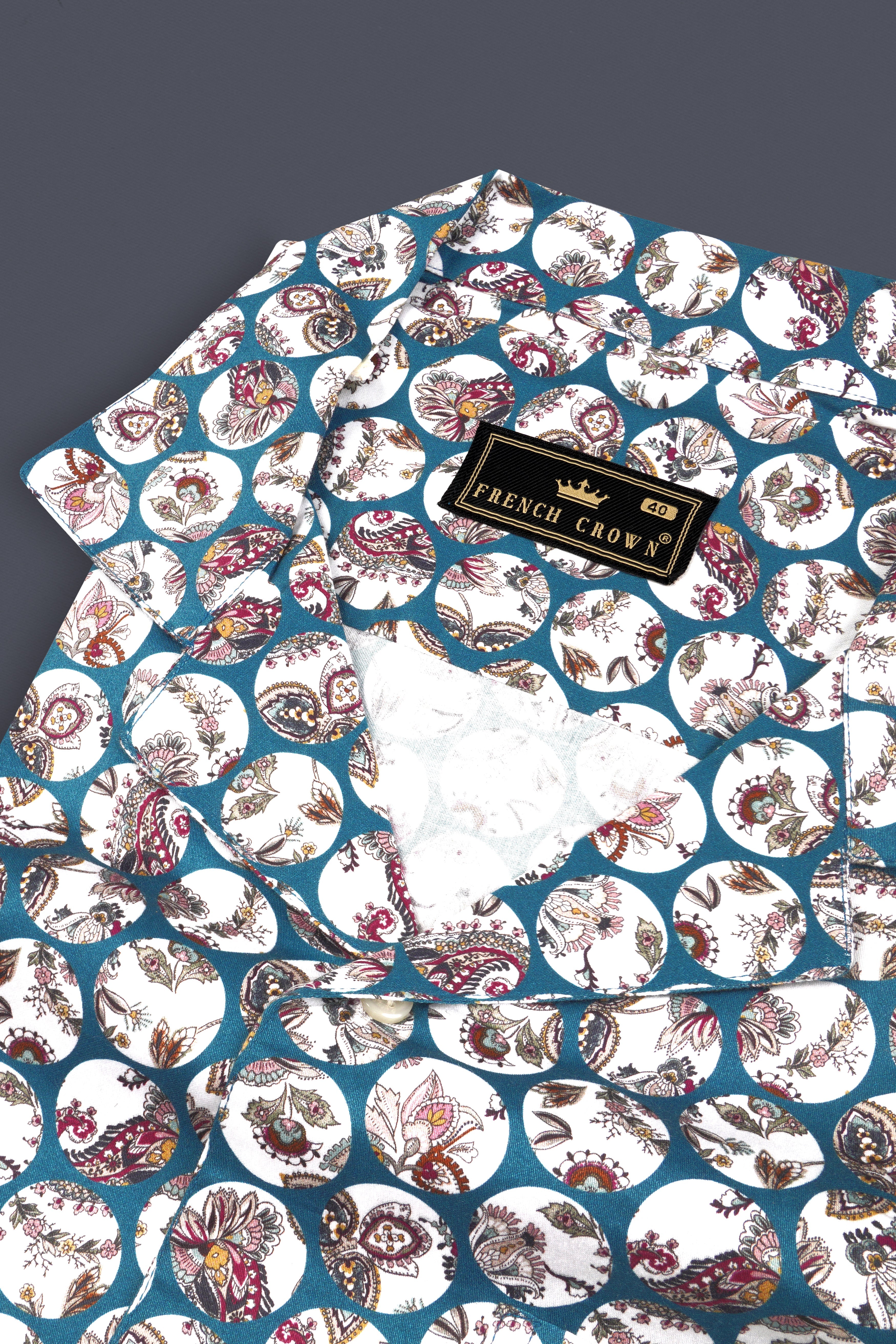 Venice Blue Multicolour Floral Printed Subtle Sheen Super Soft Premium Cotton Shirt