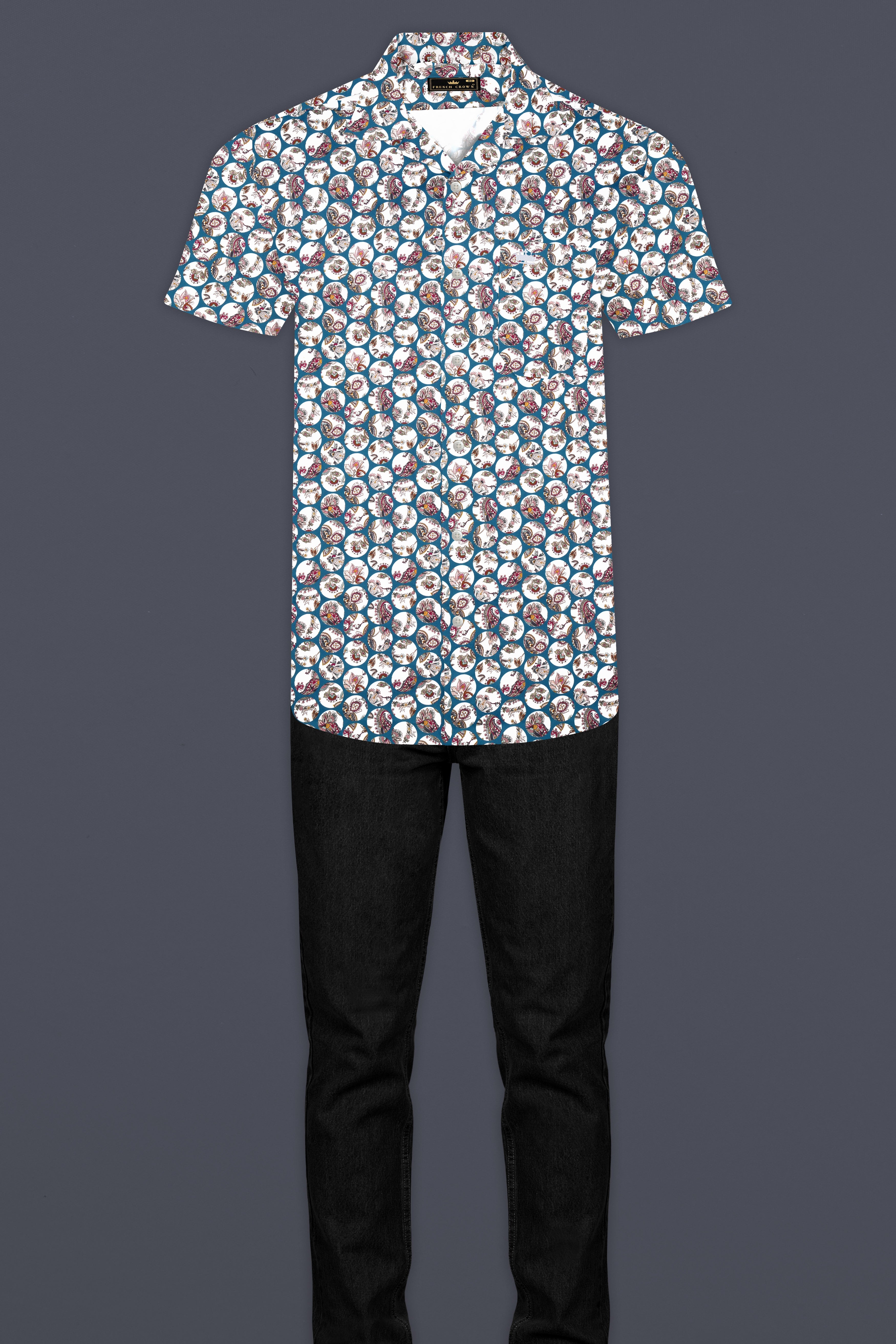 Venice Blue Multicolour Floral Printed Subtle Sheen Super Soft Premium Cotton Shirt