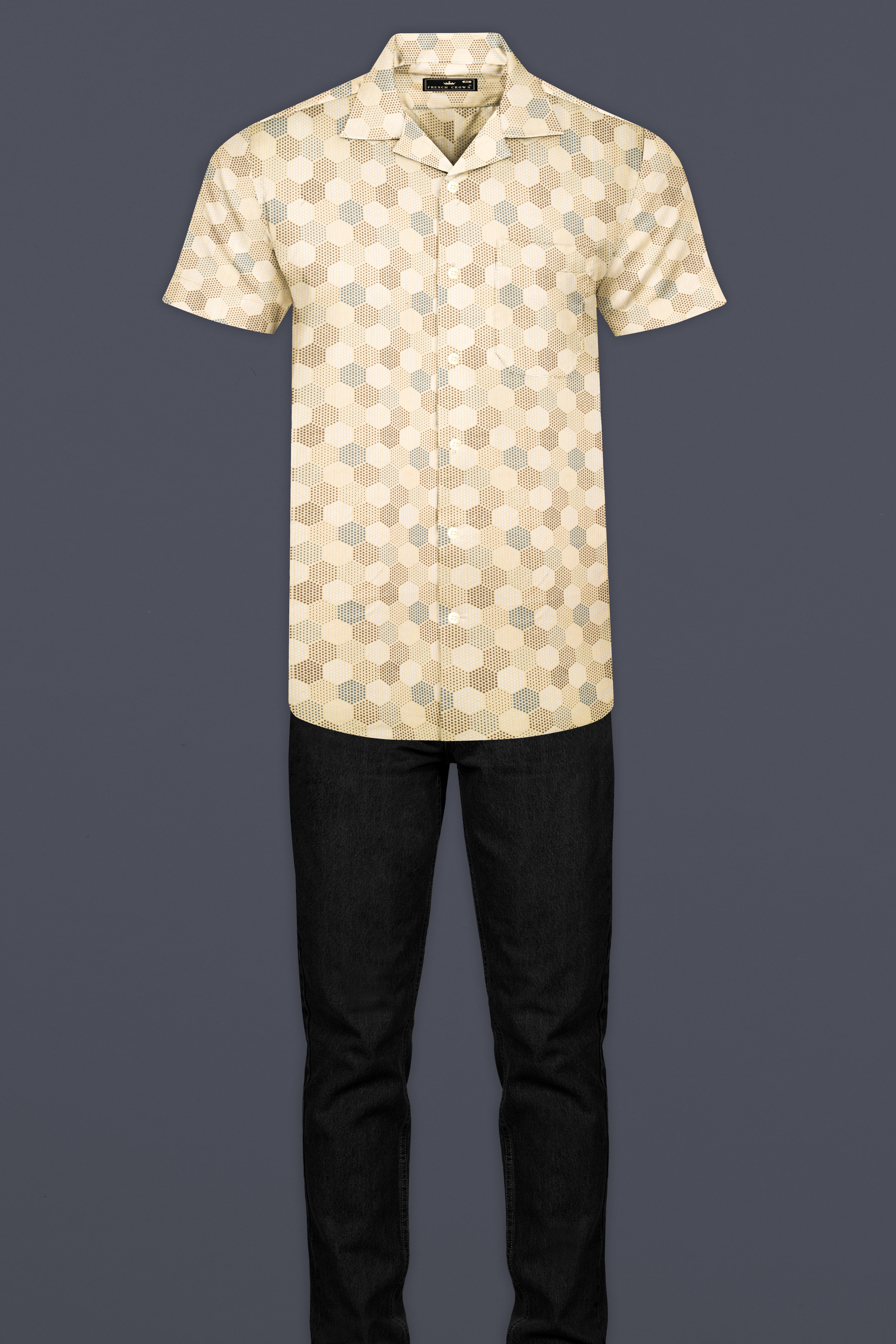 Swizzle Yellow Beehive Printed Subtle Sheen Super Soft Premium Cotton Shirt