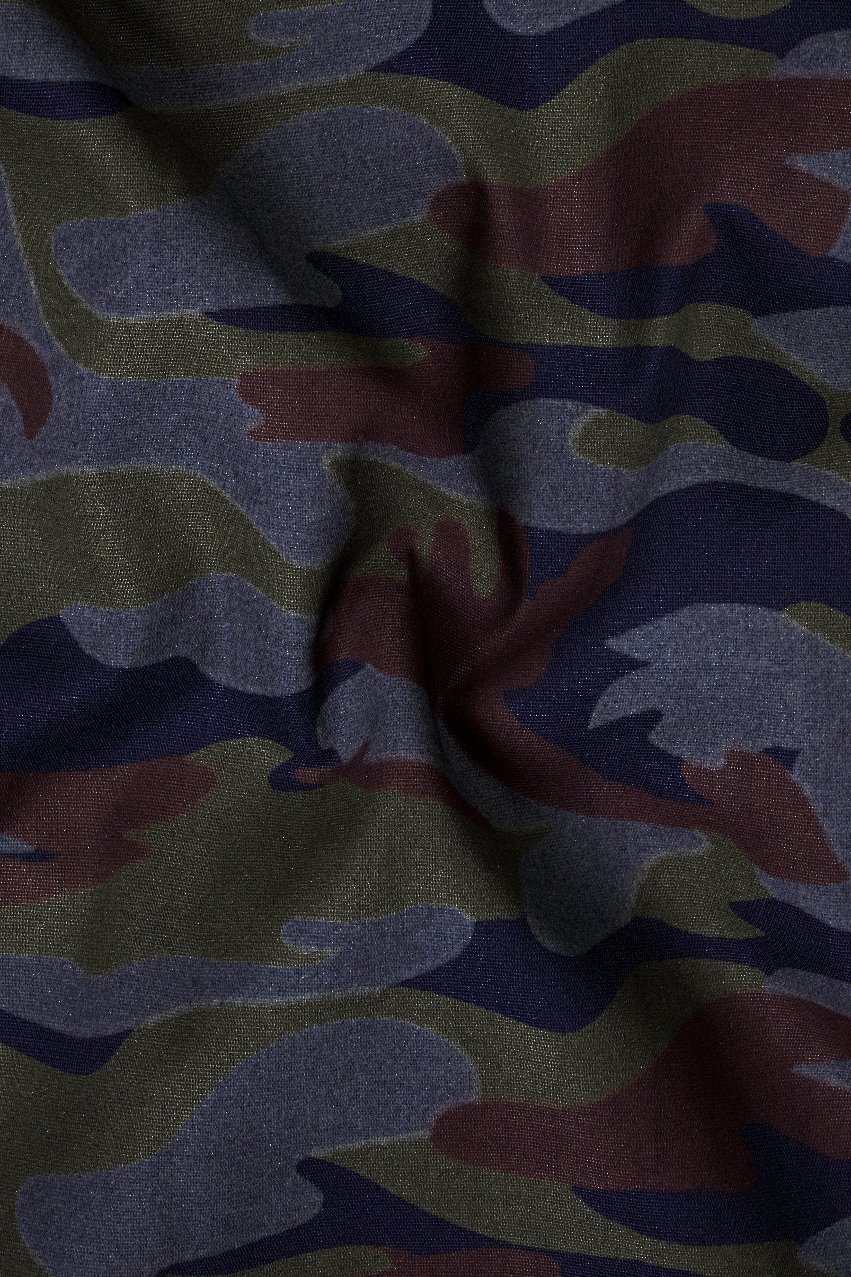 Ninja Gray And Rifle Green Camouflage Printed Royal Oxford Designer Overshirt/Shacket