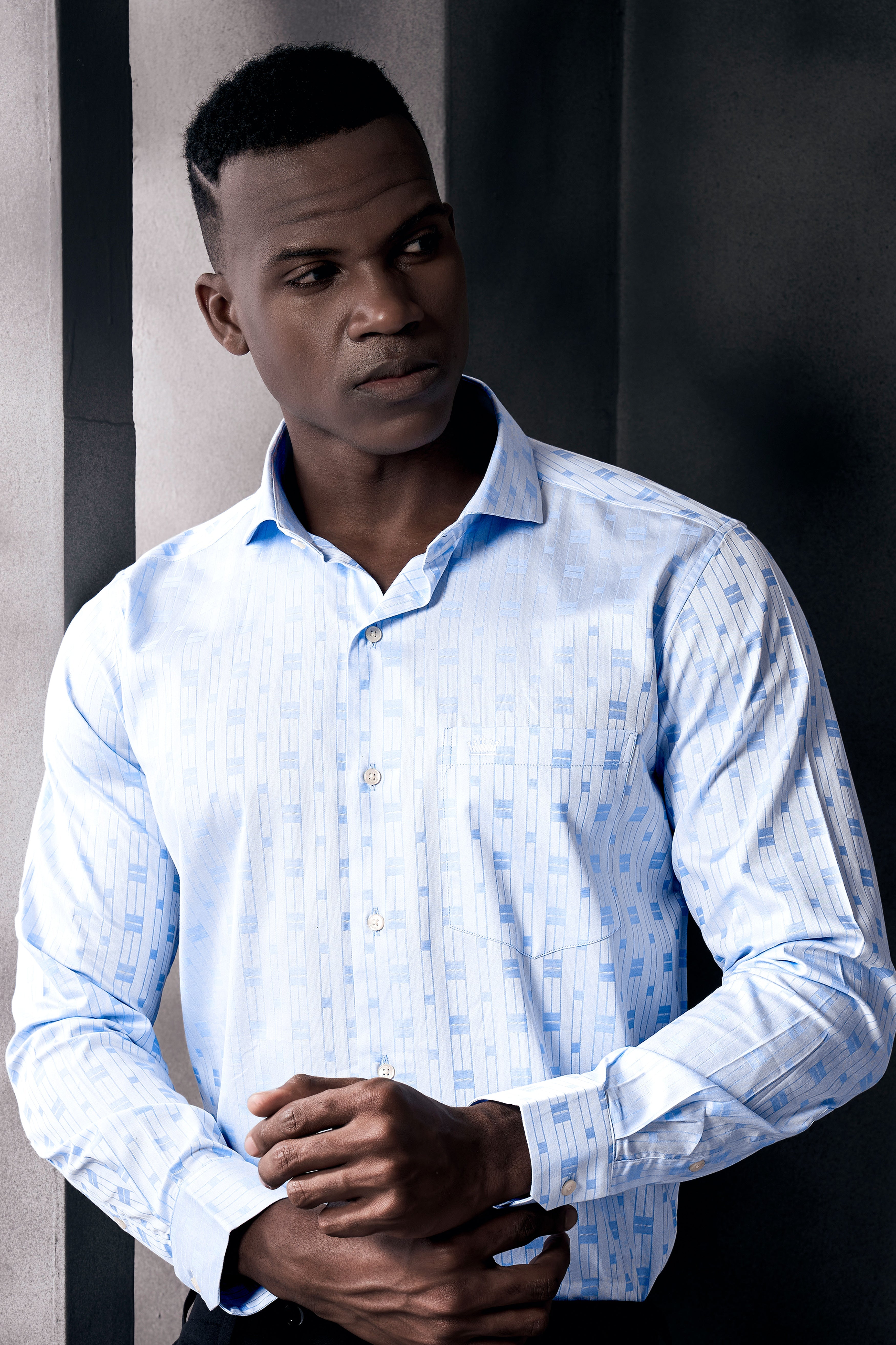 Tropical Blue Jacquard Textured Premium Cotton Shirt