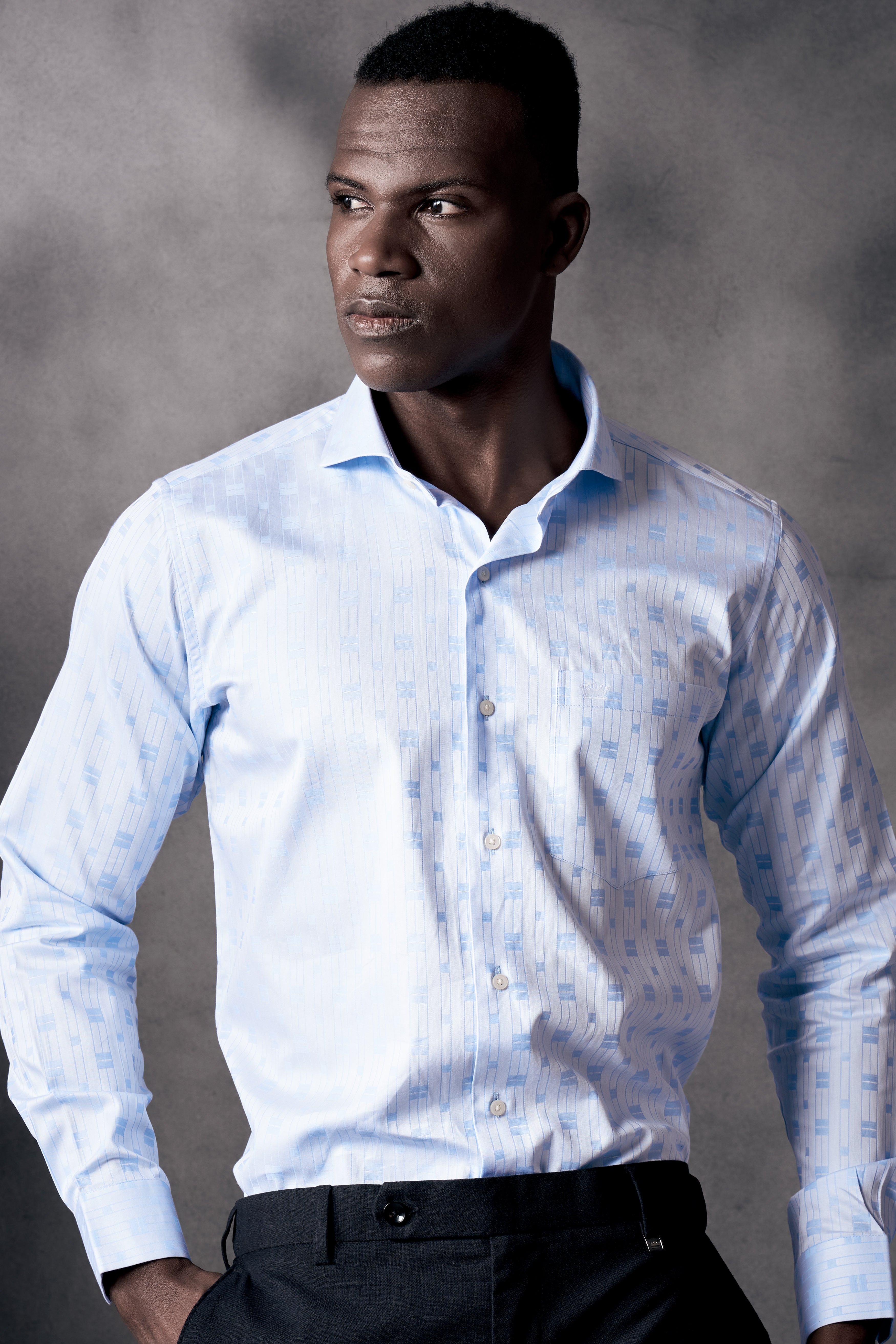 Tropical Blue Jacquard Textured Premium Cotton Shirt