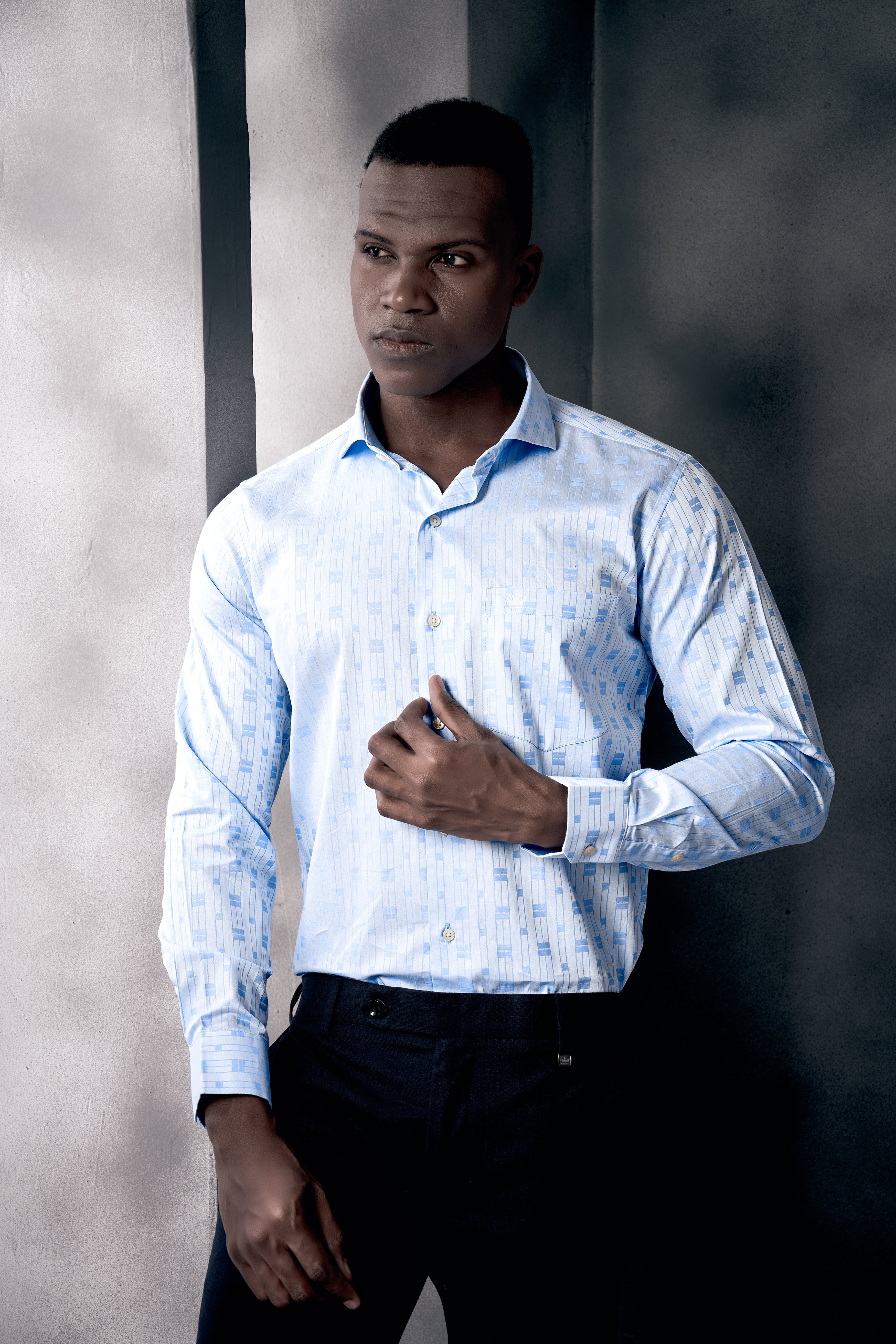 Tropical Blue Jacquard Textured Premium Cotton Shirt