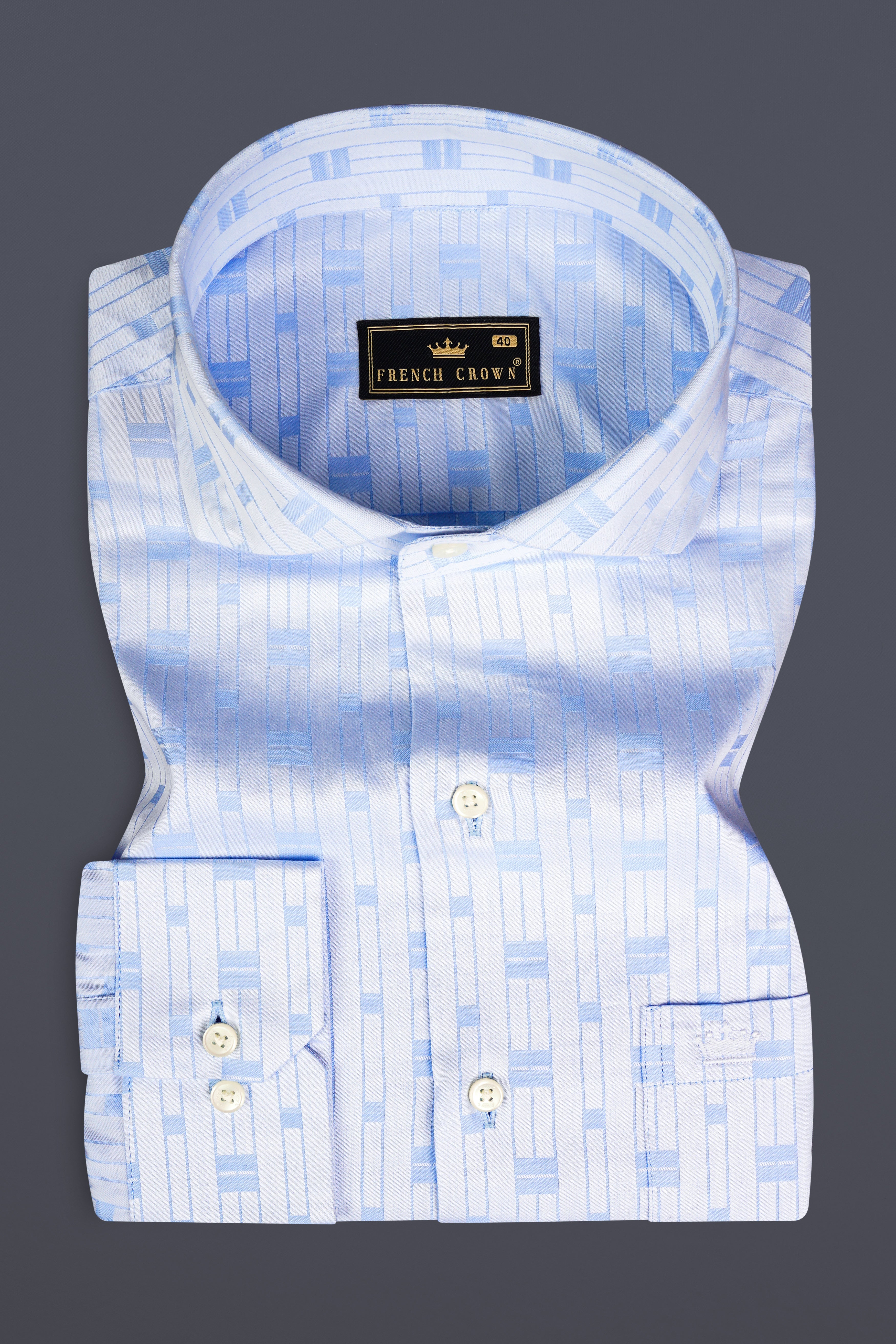 Tropical Blue Jacquard Textured Premium Cotton Shirt