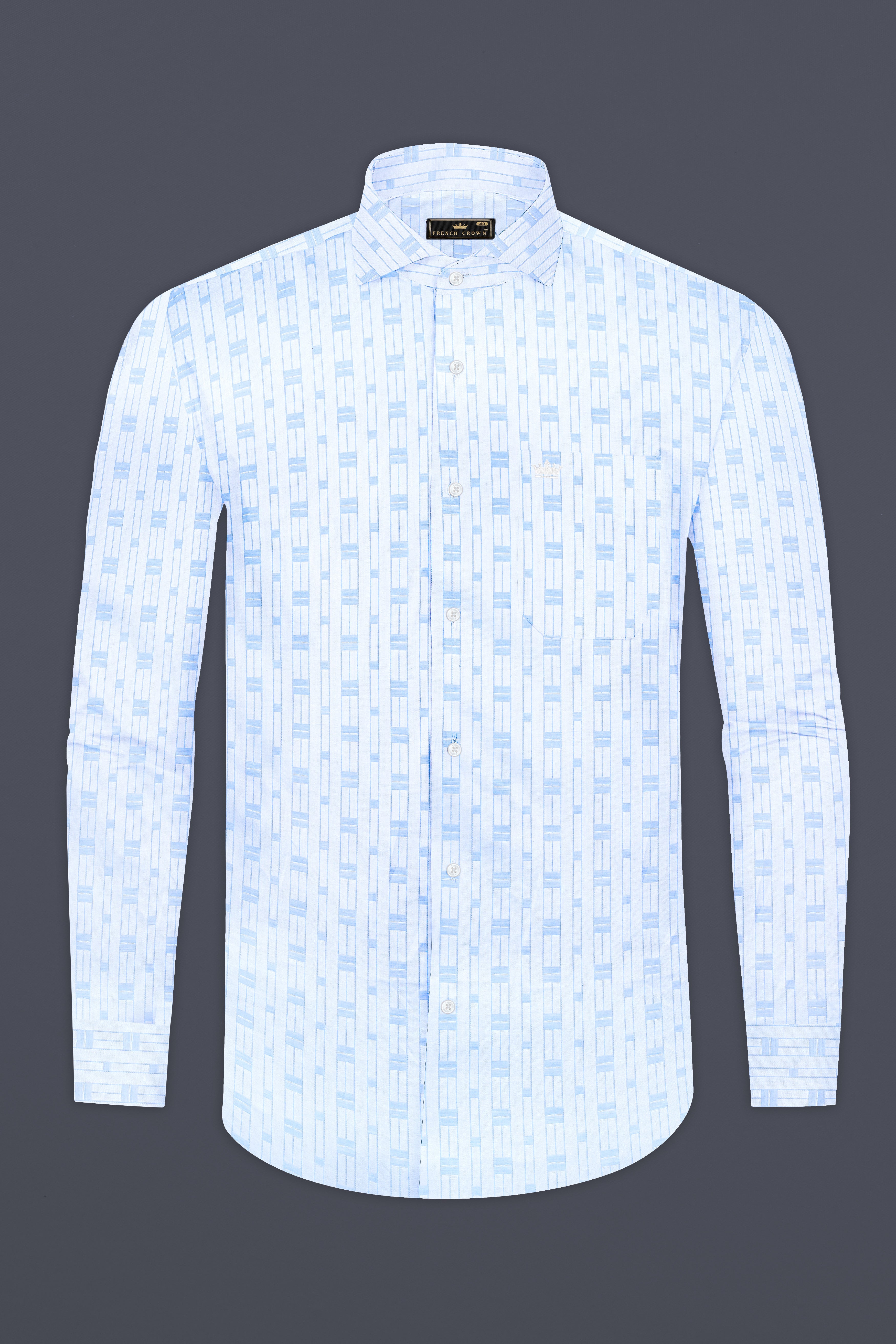 Tropical Blue Jacquard Textured Premium Cotton Shirt