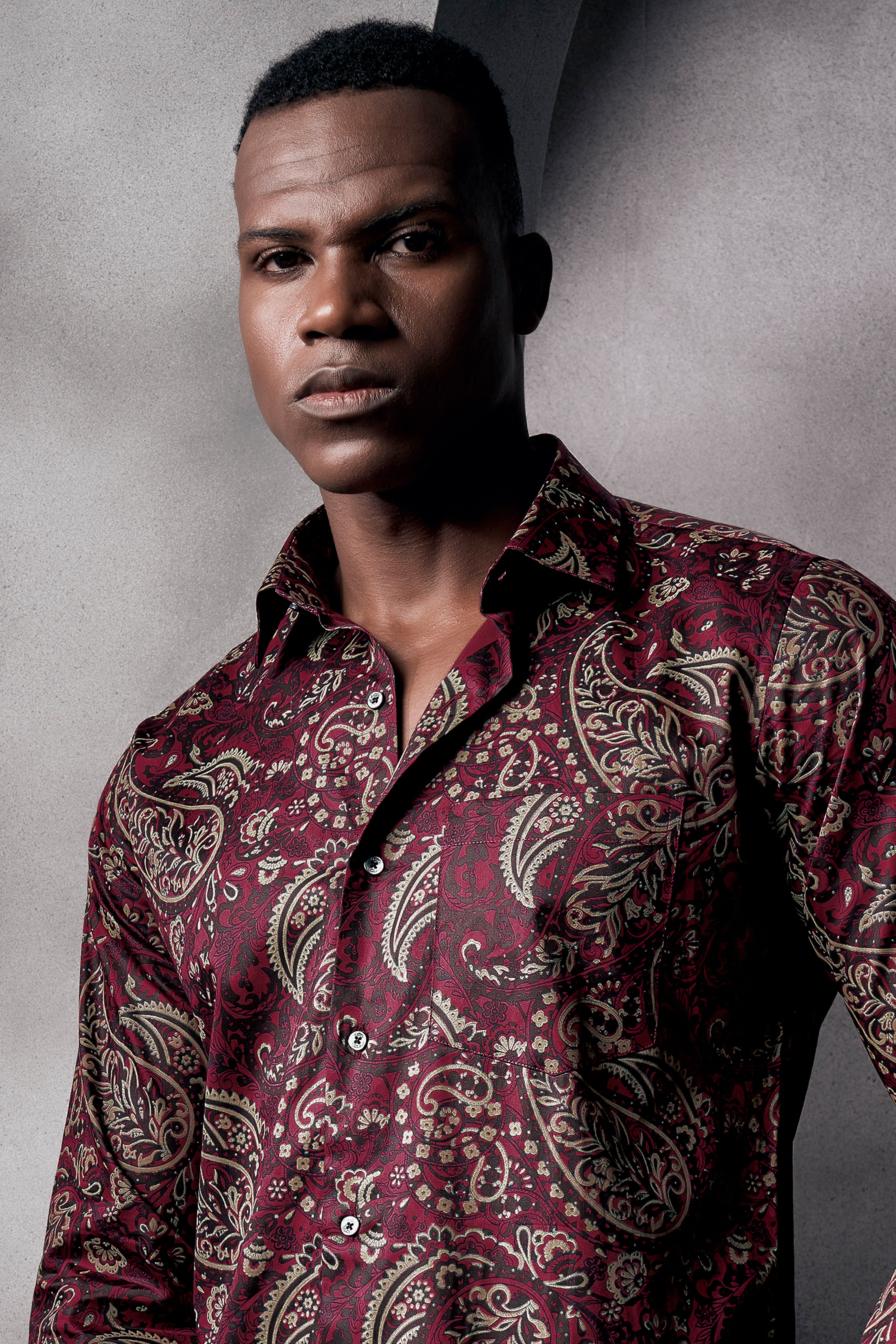 Shadz Red Paisley Printed Subtle Sheen Super Soft Premium Cotton Shirt