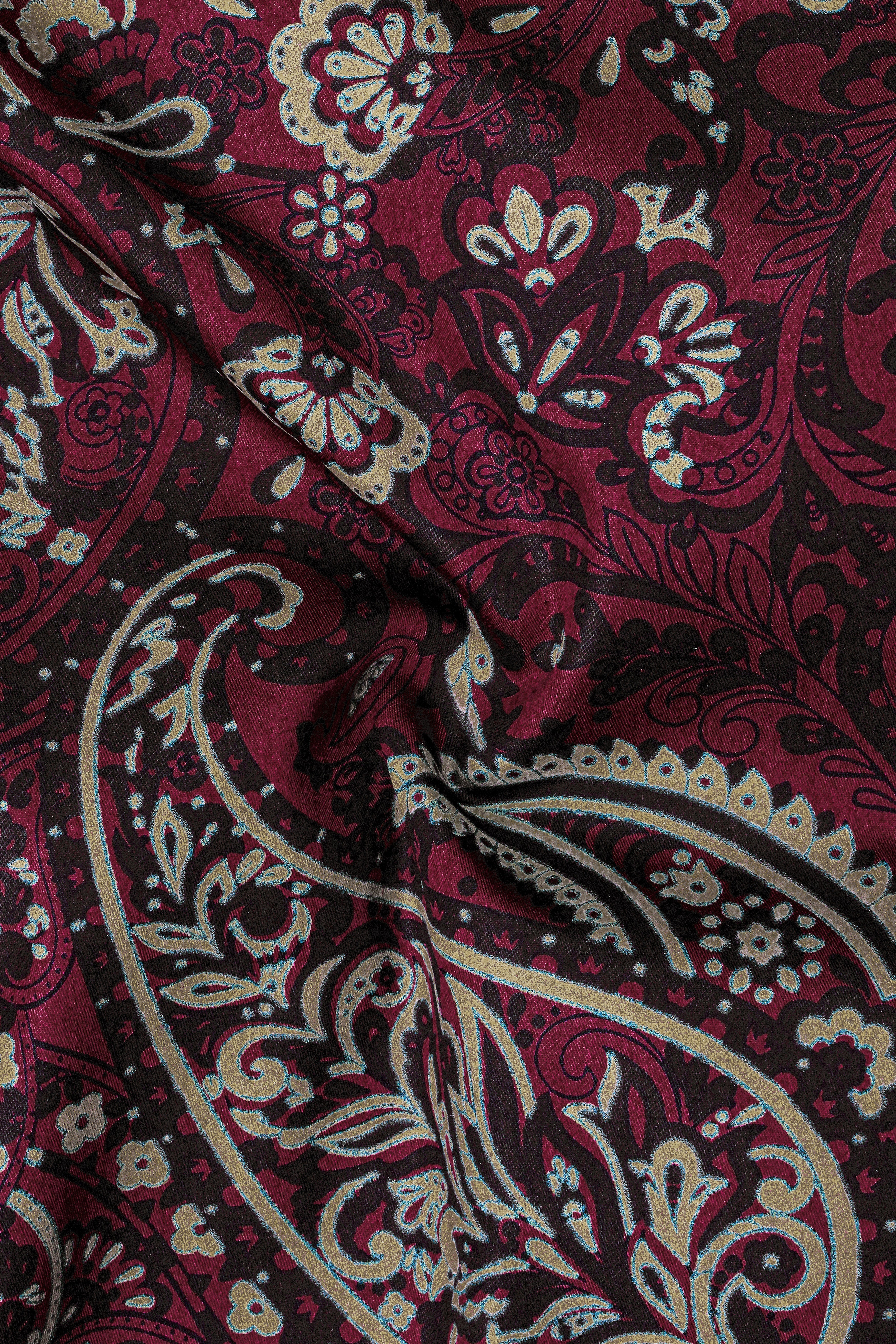 Shadz Red Paisley Printed Subtle Sheen Super Soft Premium Cotton Shirt