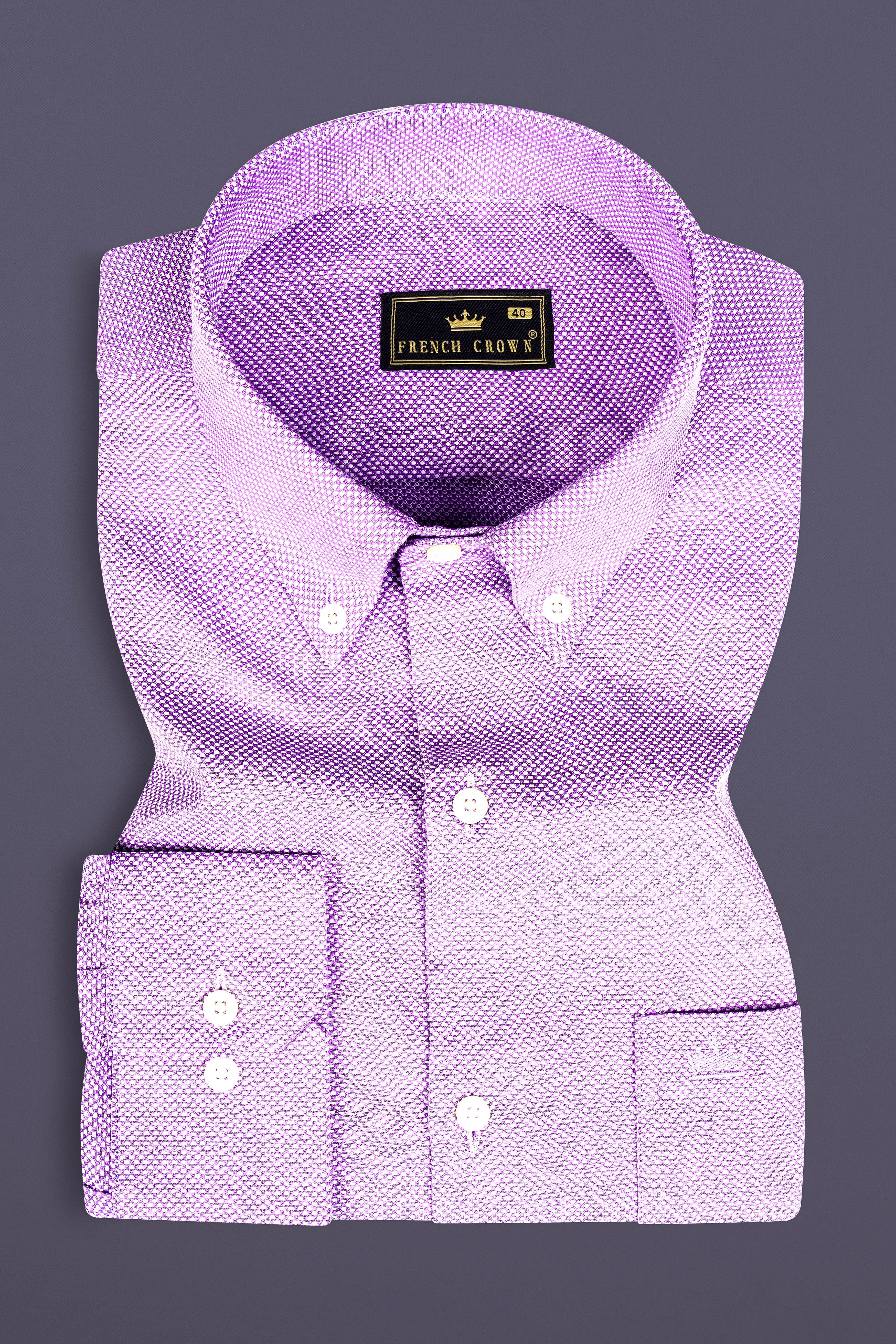Orchid Purple Casual Textured Premium Linen Button Down Shirt For Men